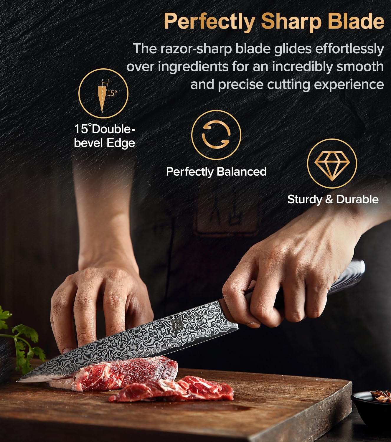 XINZUO 5-Piece Kitchen Knife,Super Sharp Damascus Steel Professional Chef Knife Set with Pakkawood Handle, Gift Box