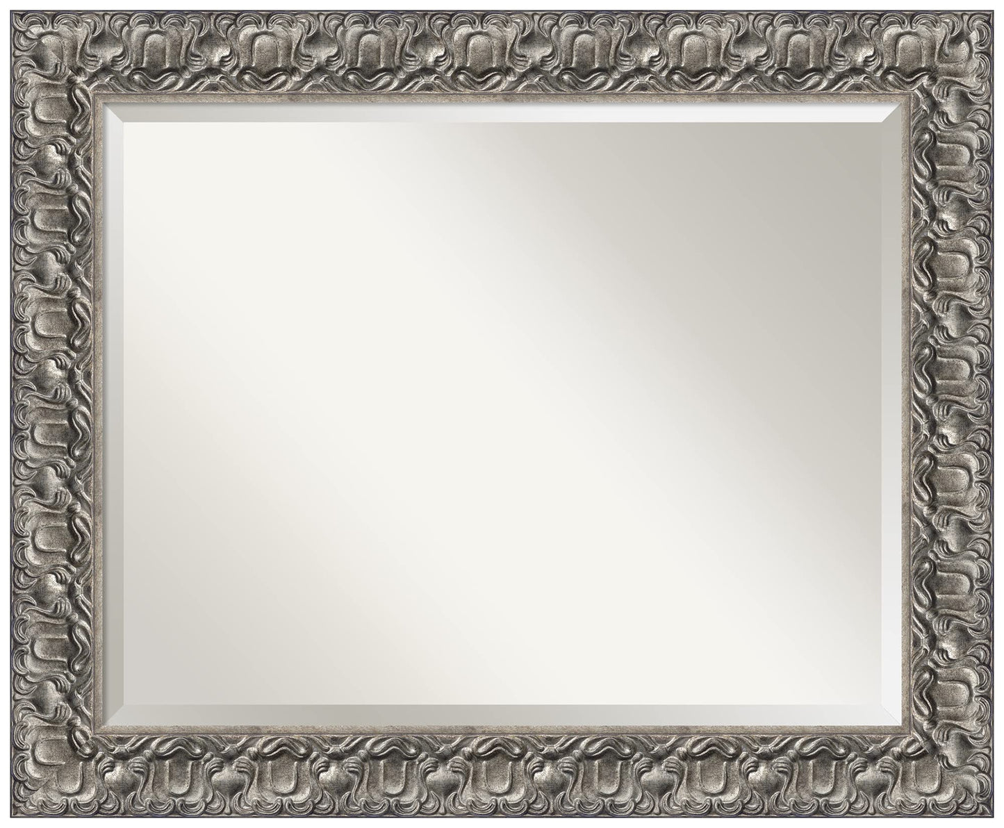 Amanti Art Silver Bathroom Mirror for Over Sink, 28x34 Silver Luxor Rectangle Vanity Mirror, Large Traditional Wood Frame, Hangs Horizonally and Vertically, Bathroom Wall Decor, Beveled Edge