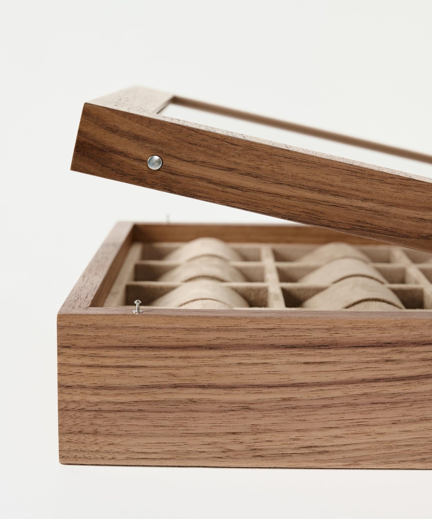 TAWBURY Wooden Watch Case - 12 Slot Wood Watch Box for Men & Women with Glass Display, Protective Fully Lined Interior and 2-inch Wide Pillows for Small & Large Watches (Classic Walnut)
