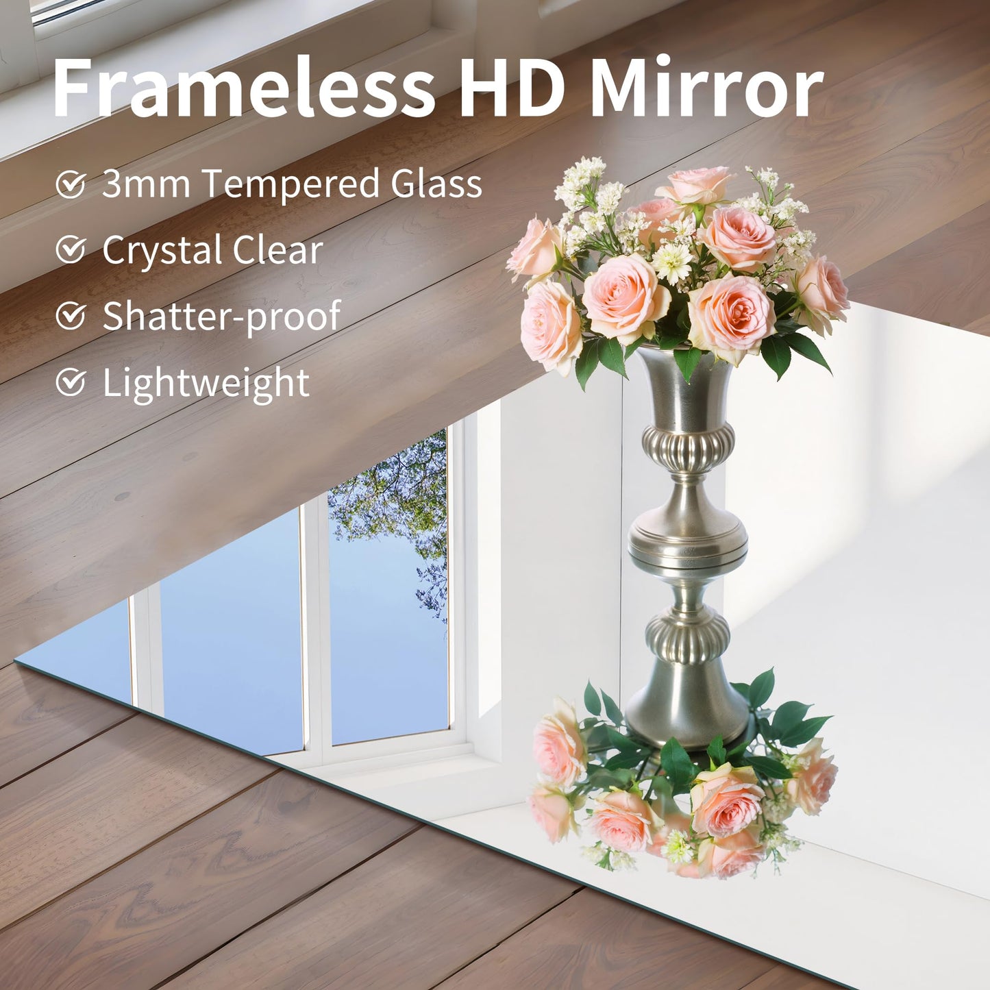 CILIBER Frameless Mirror, 30x60 Inch Large Bathroom Mirrors for Wall, Upgraded Shatterproof Rectangle Vanity Mirror Over Sink with Polished Edge for Bathroom,Bedroom,Living Room and Entryway