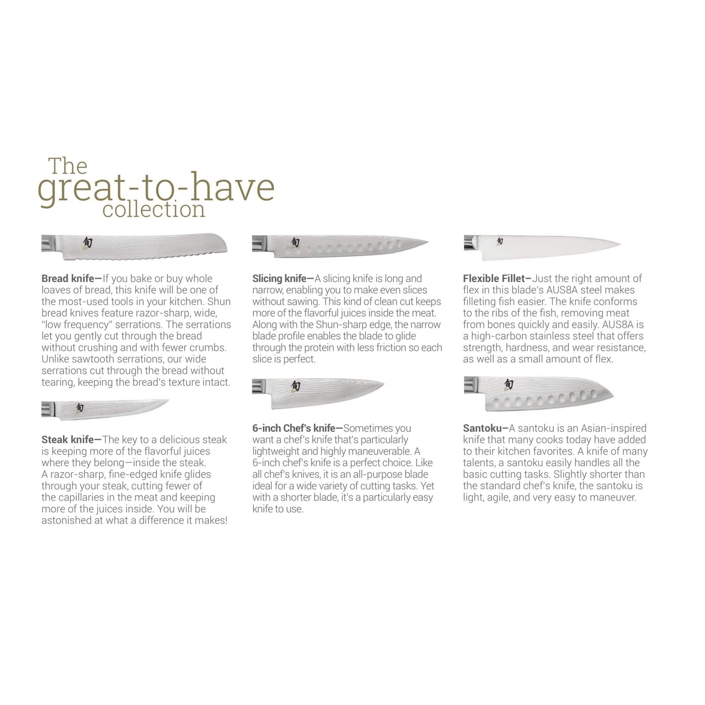 Shun Classic 8 Pc Student Knife Set