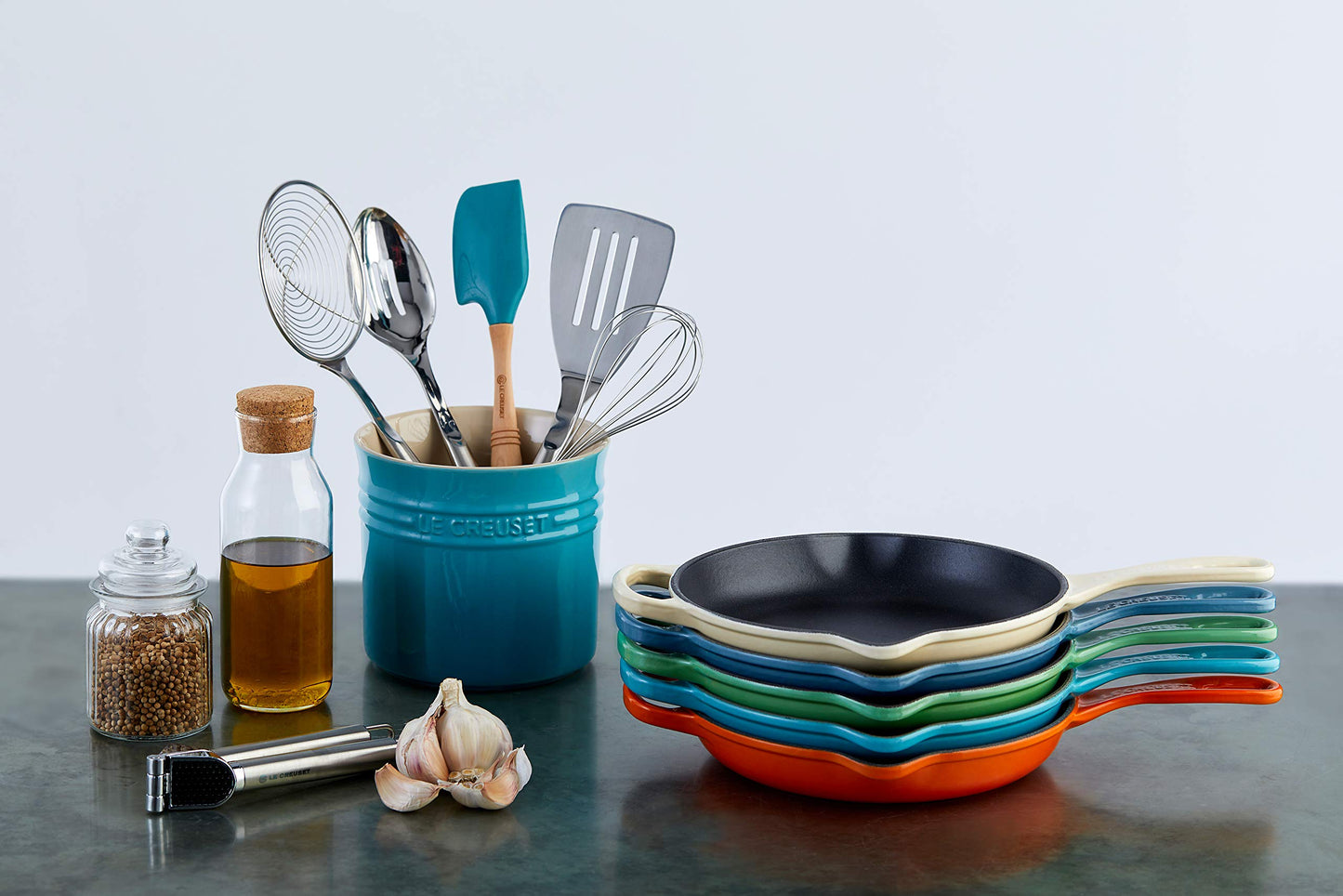 Le Creuset Enameled Cast Iron Signature Iron Handle Skillet, 11.75" (2-3/8 qt.), Sea Salt