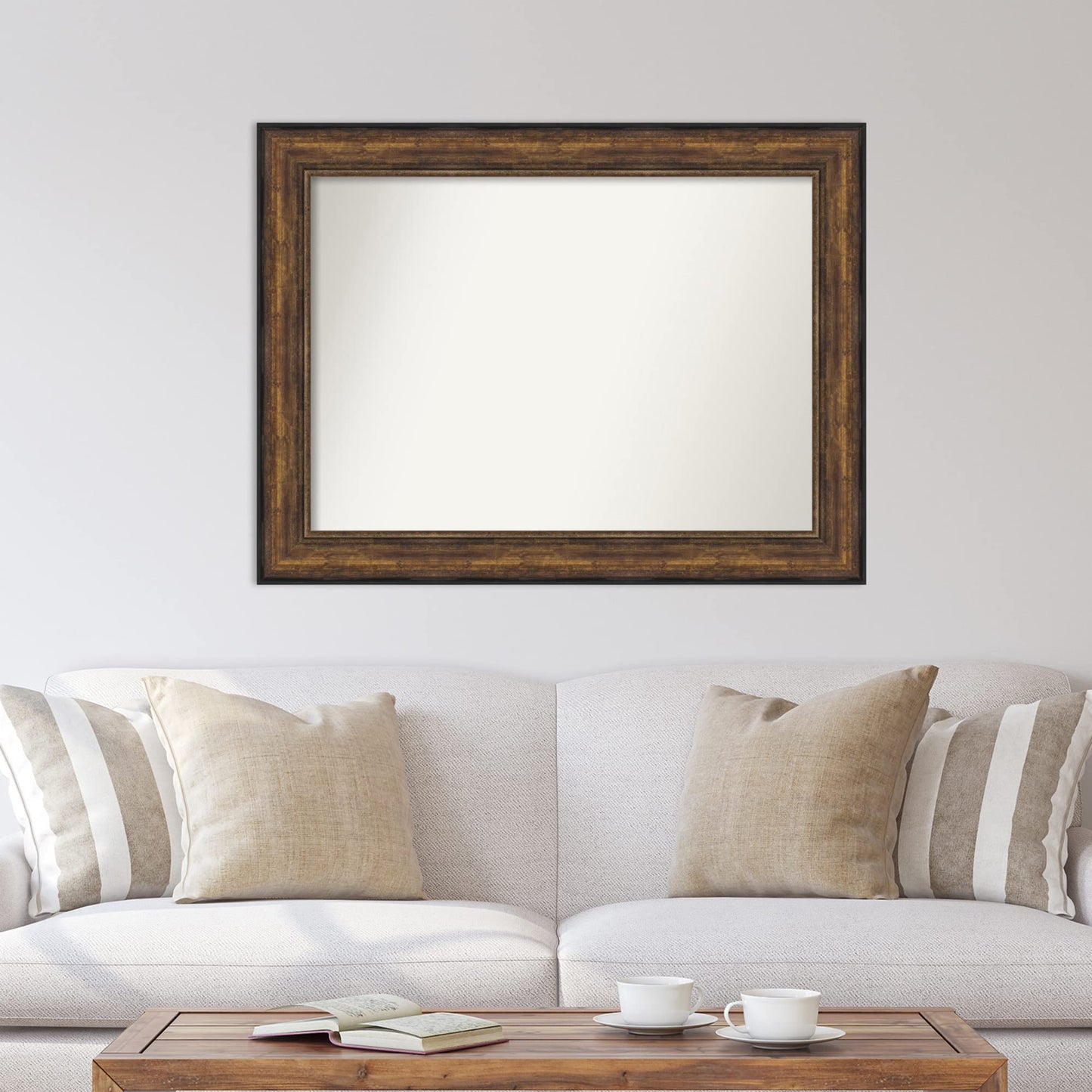 Amanti Art Bronze Wall Mirror 35x46 Ballroom Bronze Rectangle Bathroom Mirror for Wall Decor Living Room, X-Large Traditional Frame, Hangs Horizonally and Vertically, Bathroom Decor, Non-Beveled Edge