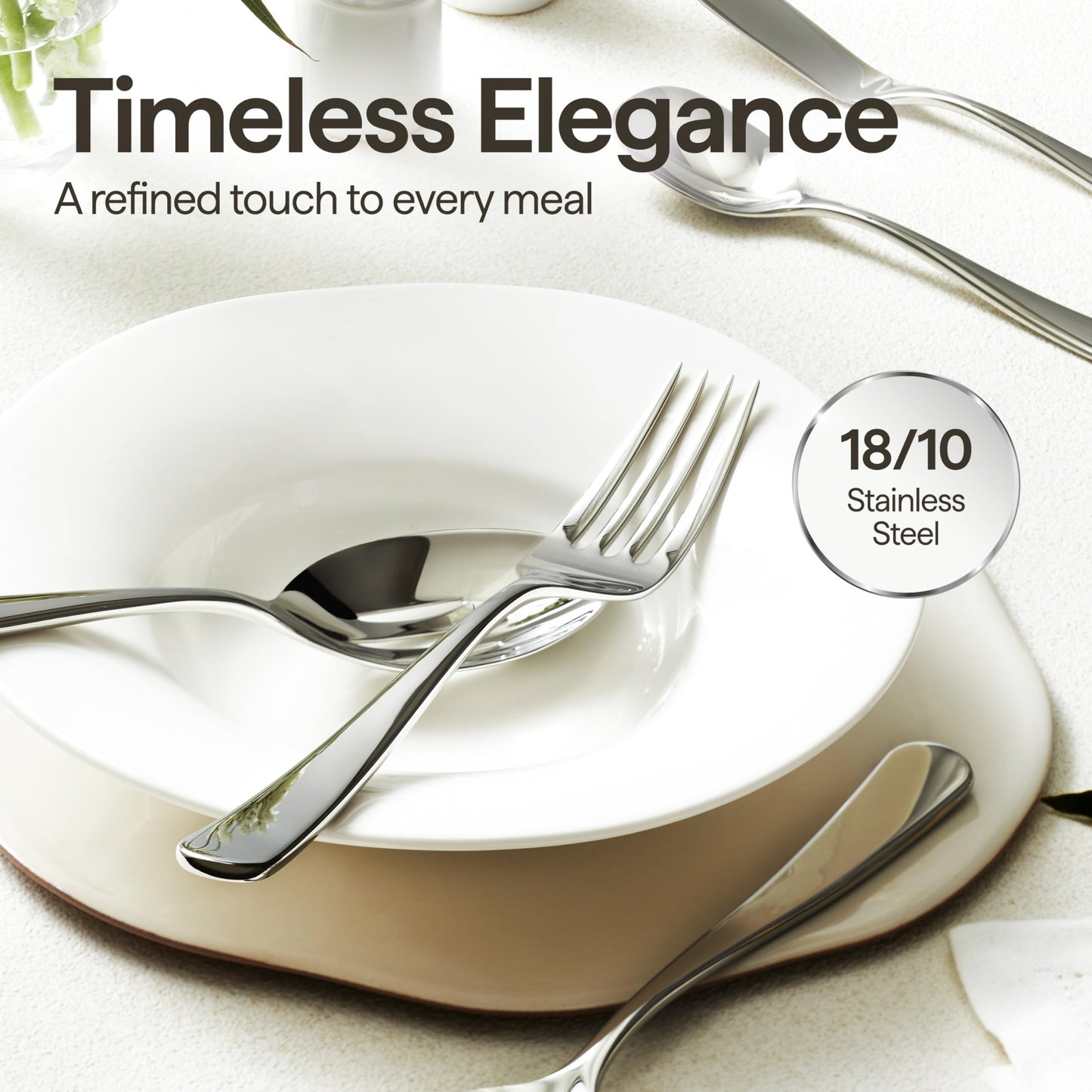 Luciella Tropea Flatware Set for 12, 65-Piece Premium 18/10 Stainless Steel Silverware Set with Serving Utensils, Modern Mirror Finish, Rust Resistant, Dishwasher Safe, House Warming Gifts New Home