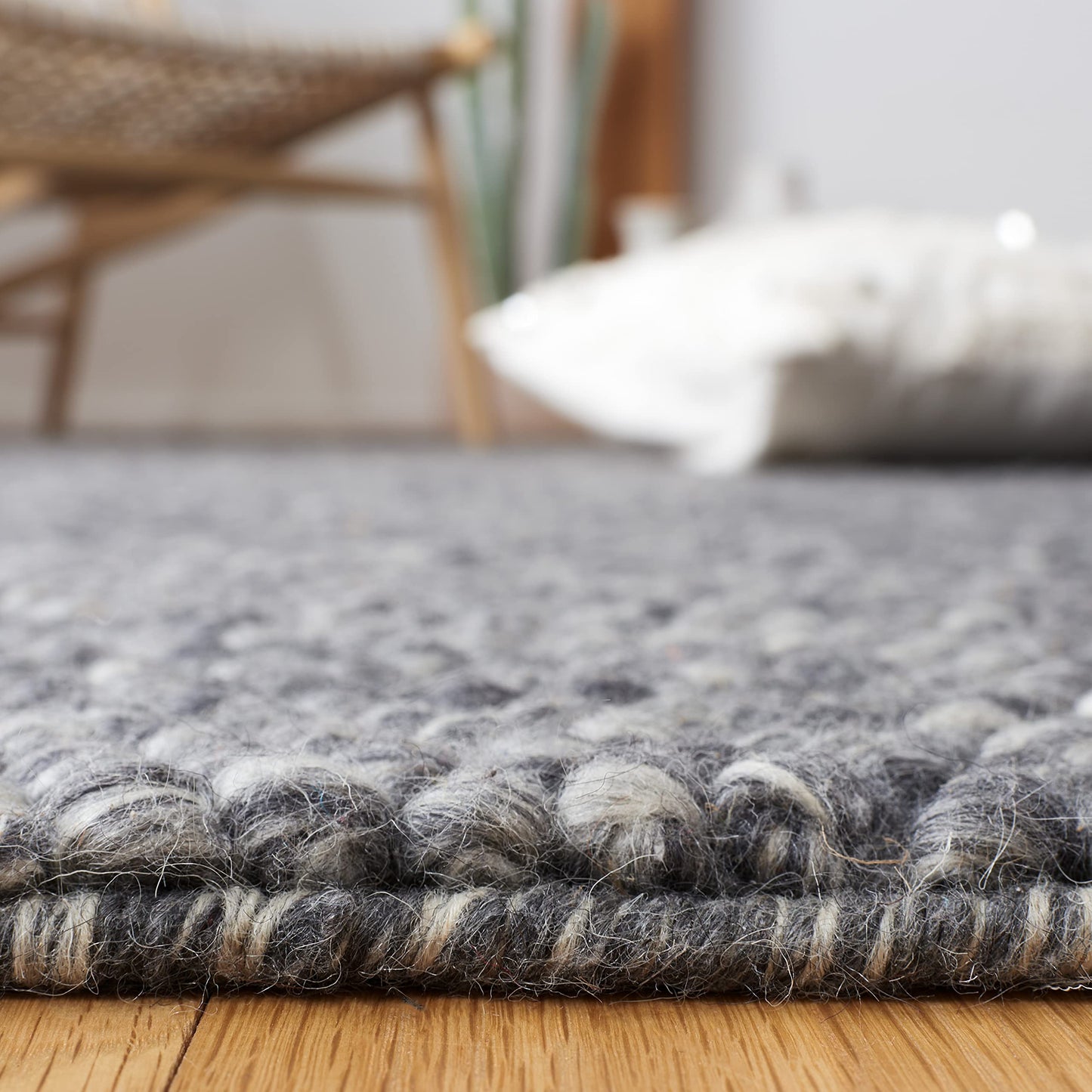 SAFAVIEH Area Rug 9x12 - Natura Collection - Large - Dark Grey, Handmade Wool Blend, Textured Design, Ideal for Living Room, Bedroom, Dining Space (NAT620H)