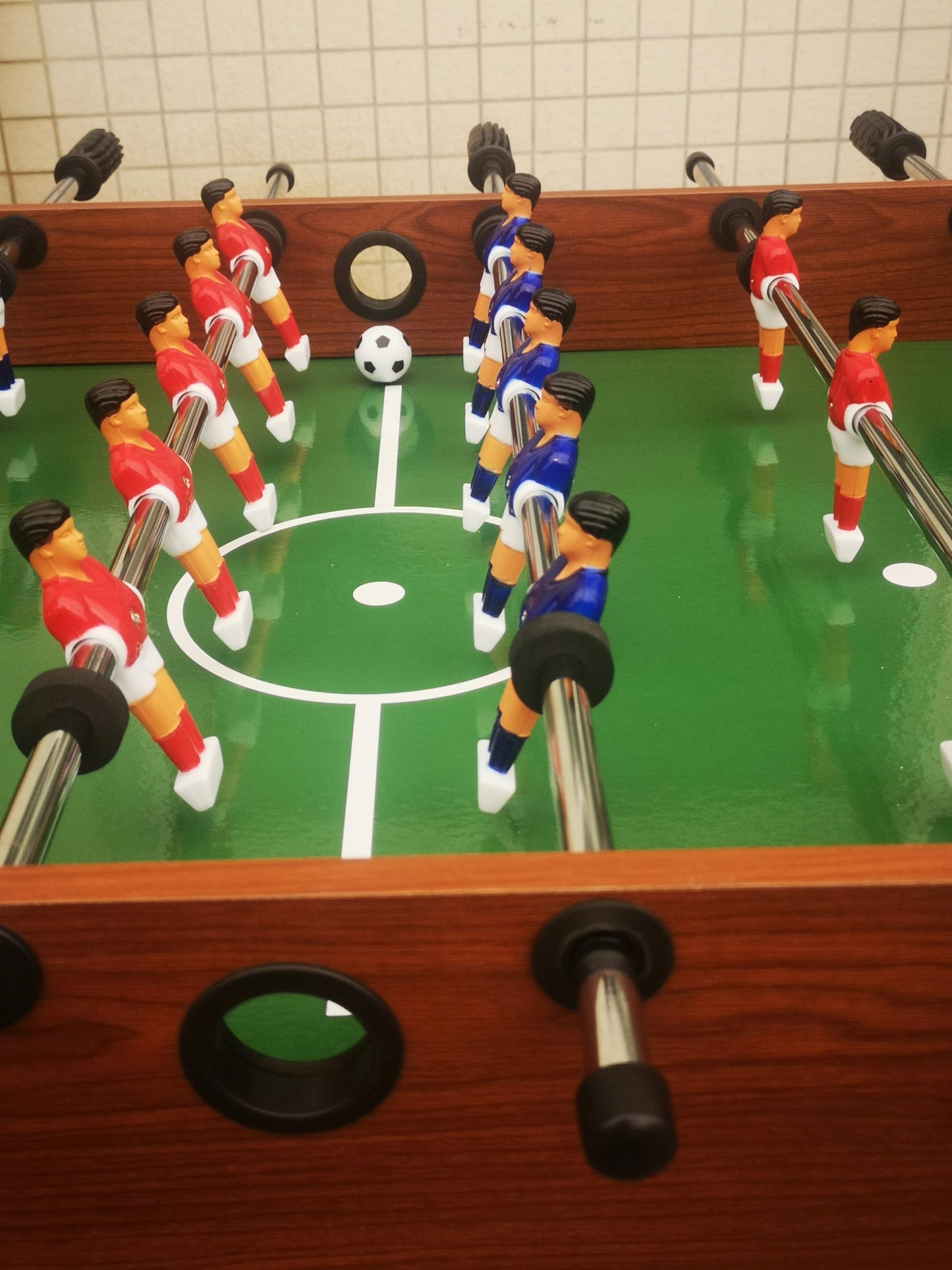 ComeWay 48'' Soccer Table, Large Size Foosball Game Table for Adult, Football Table with Cup Hloders & Sturdy Leg for Game Rooms & Parties, Classic Brown