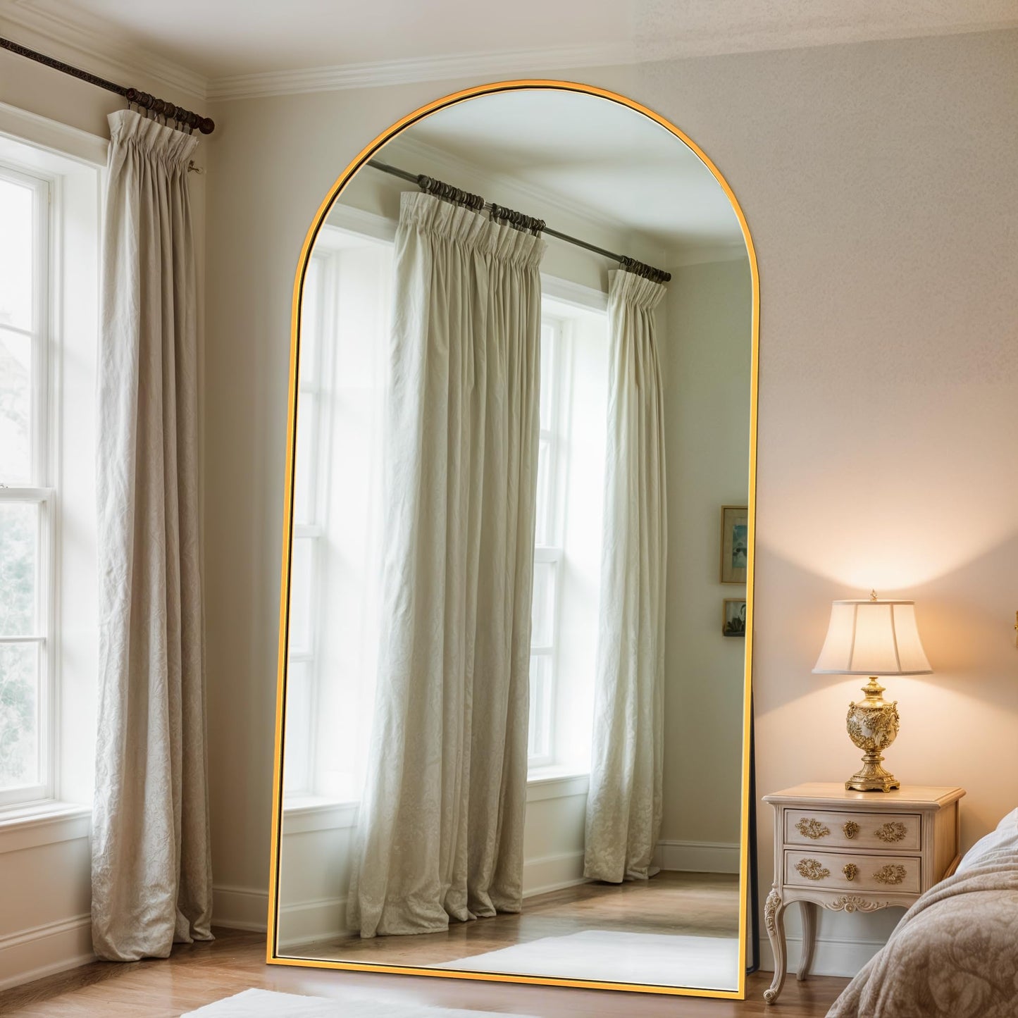 Novlux Full Length Mirror, 81" x 41" Arched Full Body Mirror Large Standing Floor Mirrors, Mirrors for Bedroom, Bathroom, Living Room Standing or Wall Leaning, Gold