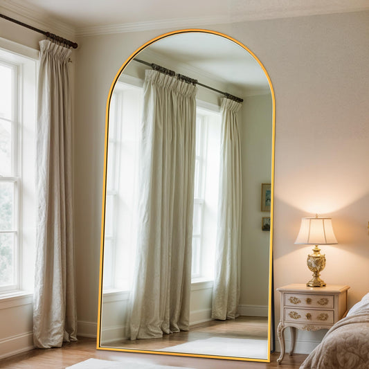 Novlux Full Length Mirror, 81" x 41" Arched Full Body Mirror Large Standing Floor Mirrors, Mirrors for Bedroom, Bathroom, Living Room Standing or Wall Leaning, Gold