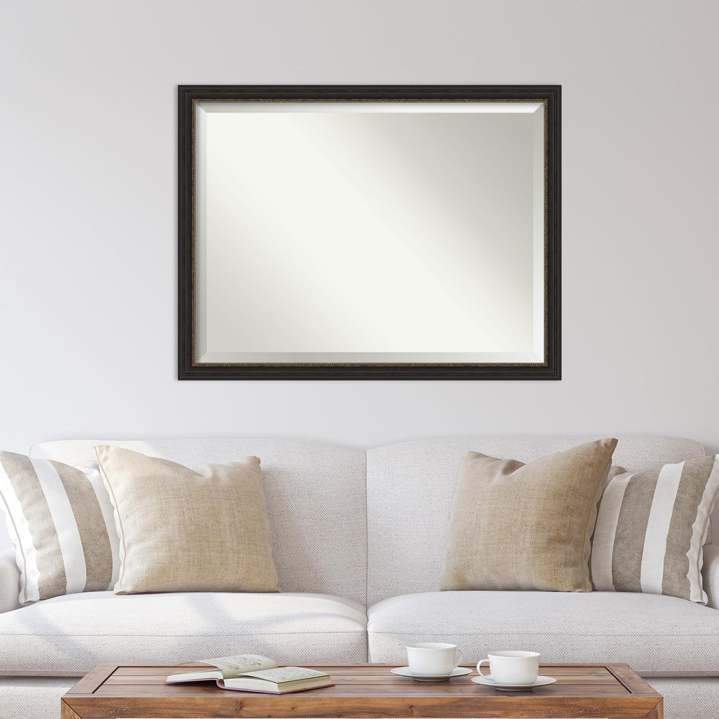 Amanti Art Bronze Wall Mirror 34x44 Accent Bronze Narrow Rectangle Bathroom Mirror for Wall Decor Living Room, X-Large Traditional Frame, Hangs Horizonally and Vertically, Bathroom Decor, Beveled Edge