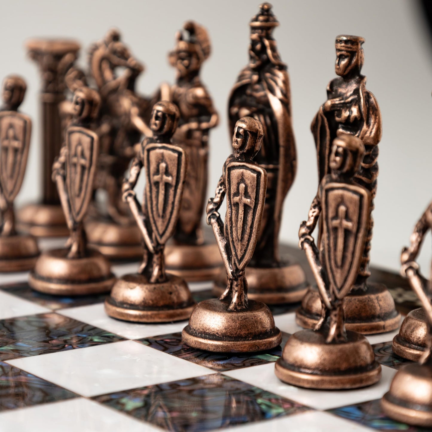 15’’ Unique Handmade Chess Set – Handmade Wooden Storage Board with Metal Chess Pieces – Luxury Gift for Men and Collectors – Gift for Dad (Purple)