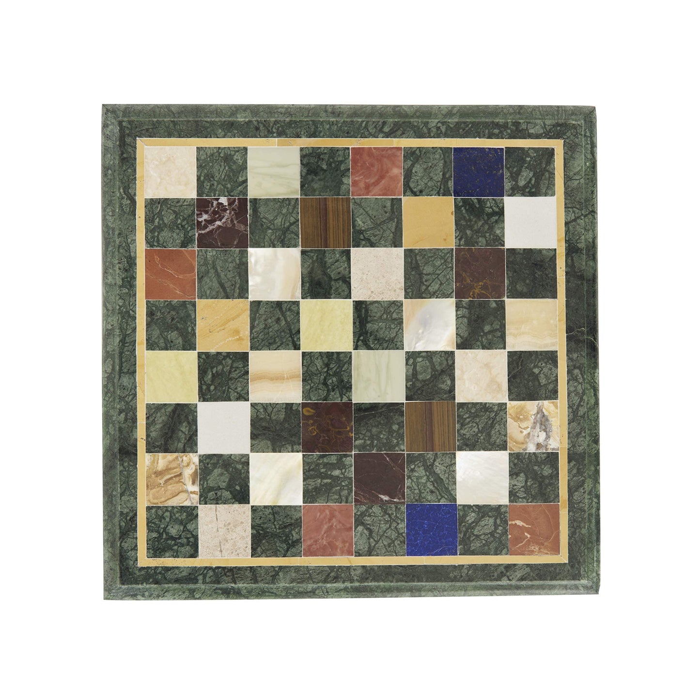 Queenza Green Marble Chess Sets for Adults Unique - 12 Inch Inlaid with Gemstones Handmade Chess Board Game with Alabaster Marble Chess Pieces Set of 32 - Tournament Chess Set with Storage