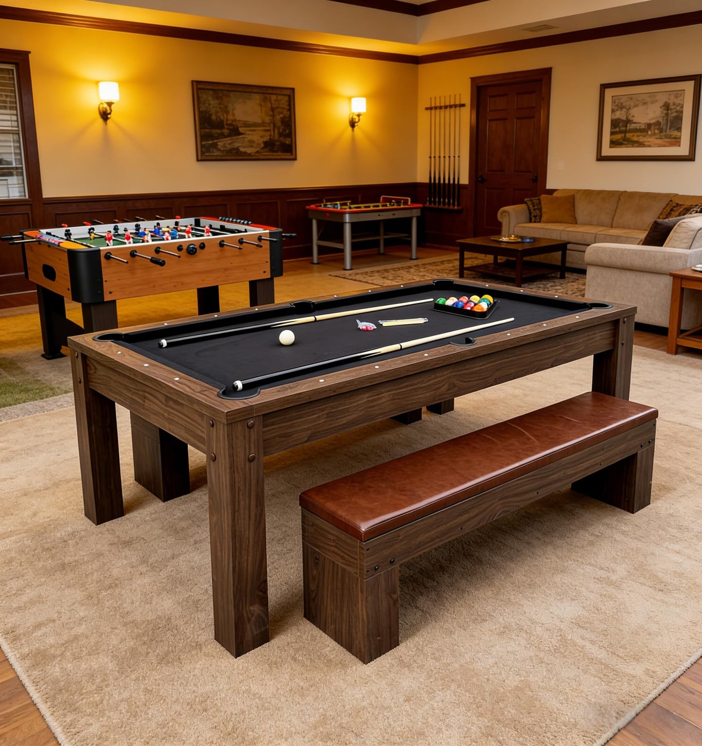 ComeWay 63"x40" Board Game Table with Rotating Cup Holders for 4 Players, Gaming Dining Table with Removable Table Top & Non-Slip Play Mat, Multifunctional Table with for DND/Poker/Mahjong/Card Games