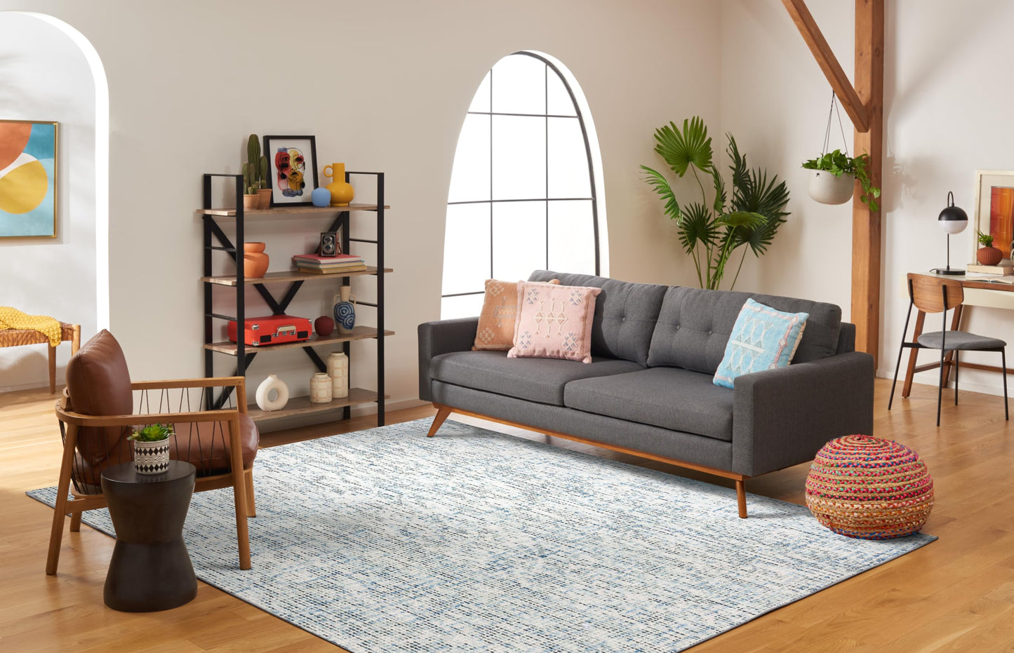 SAFAVIEH Abstract Collection Area Rug - 9' x 12', Blue & Charcoal, Handmade Wool, Ideal for High Traffic Areas in Living Room, Bedroom (ABT468B)