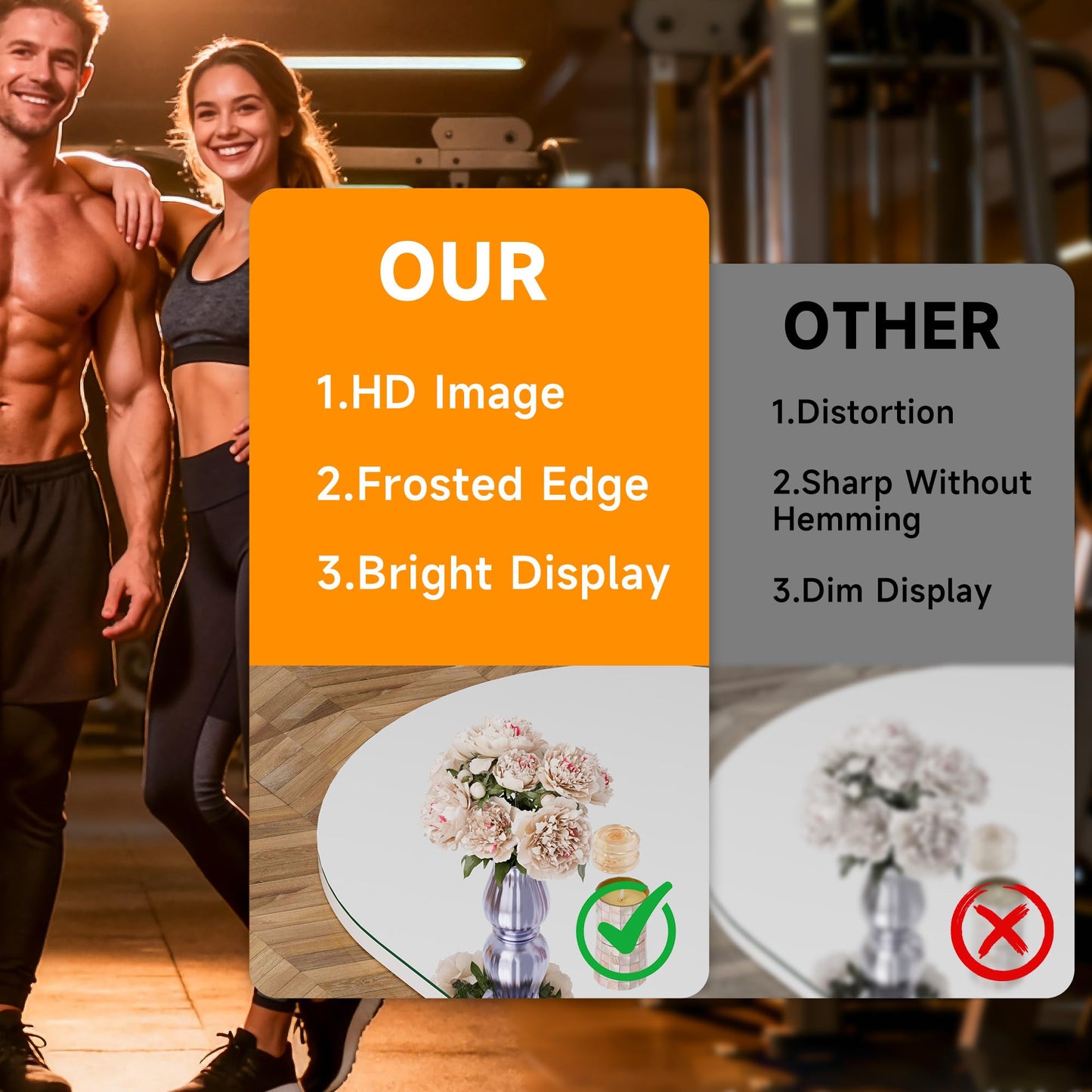Hasipu 67" x 40" Arched Rolling Home Gym Mirror with Wheels, 360° Swivel Body Mirror with HD Tempered Glass, Large Floor Mirror for Yoga Room, Dance Studio, Bedroom & Home Gym