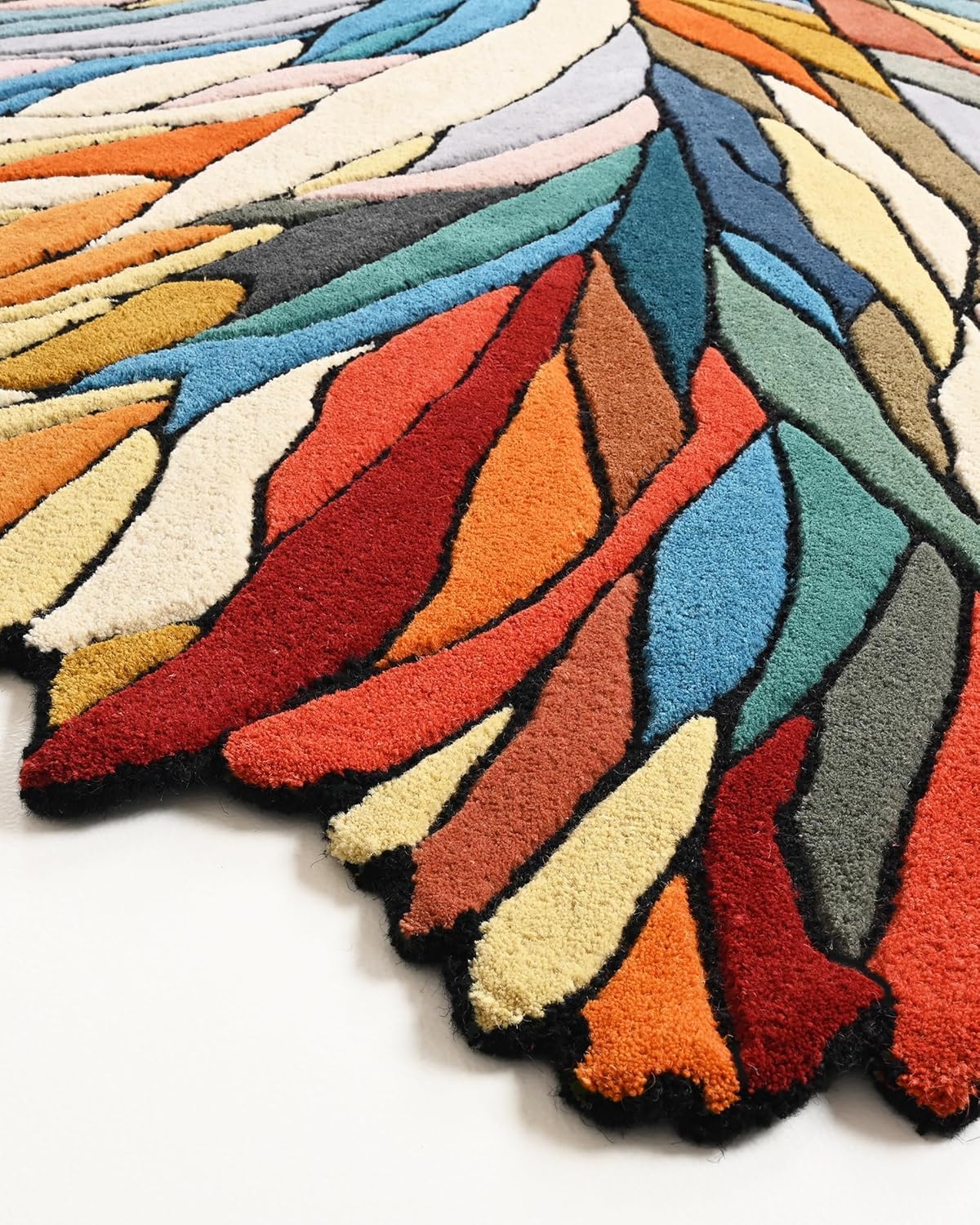 Restoration and Renovation Handmade Irregular Shape Wool Area Rug | Unique Contemporary Botanical Design, Thick & Soft Carpet | Perfect for Living Room, Bedroom Decor (Multi, 6' x 8')