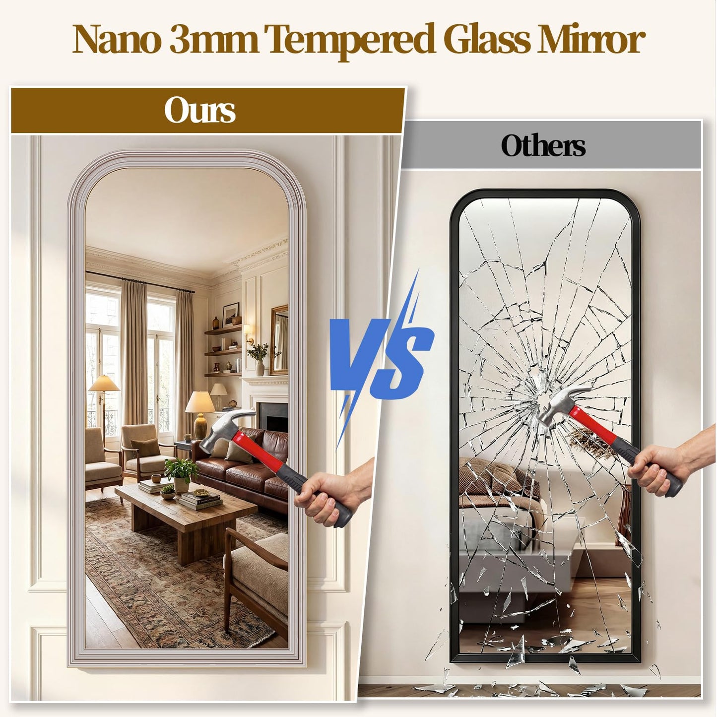 FlyEcho Full Length Mirror with Stand, 71"x32" Full Body Mirror, Floor Length Mirrors Wall Mounted with Rounded Top, Large Standing Mirrors, PU Frame, for Bedroom Living Room Cloakroom, Antique Sliver