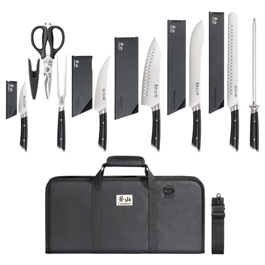 Cangshan HELENA Series German Steel Forged BBQ Knife Set (Black, 9-Piece Bag Set)