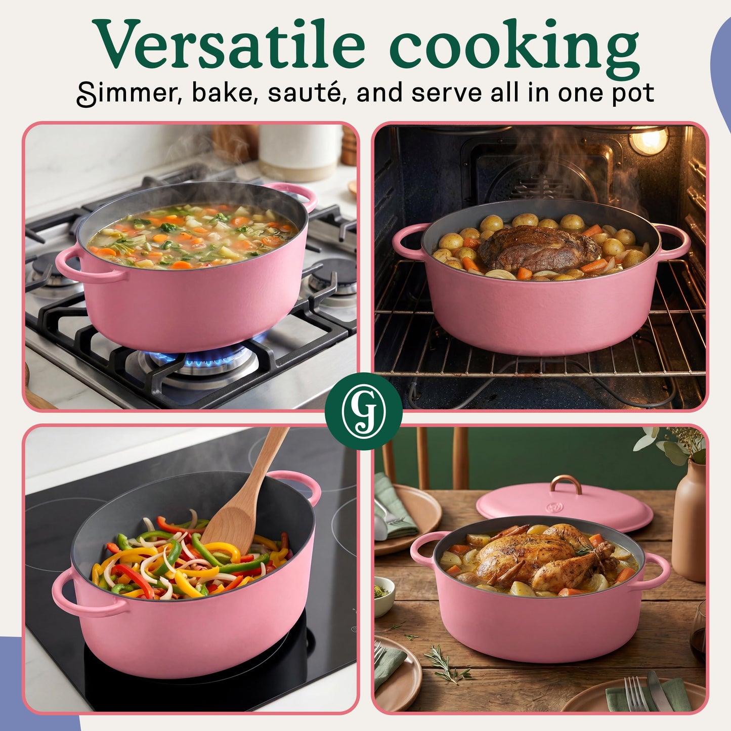 Great Jones Dutchess Cast Iron Dutch Oven Pot With Lid (Taffy) - Large 6.75 Quart Size, Dual Handles - All Stovetop Safe - 500° Dutch Oven For Bread Baking | Dishwasher Friendly
