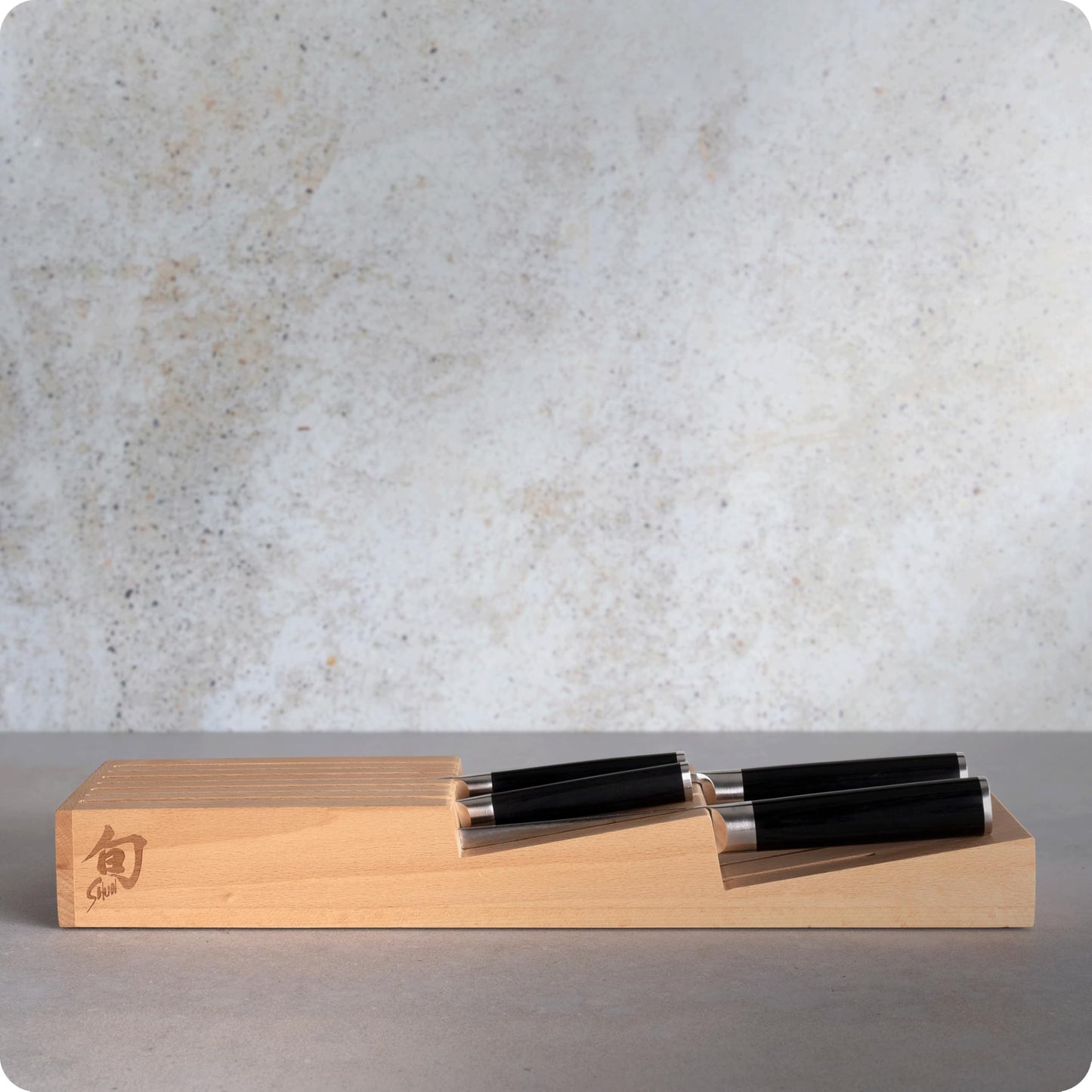 Shun Classic 5 Piece In-Drawer Set, Includes 8" Chef's Knife, 3.5" Paring, 6" Utility & 9" Bread Knife, Handcrafted Japanese Knife Set, Damascus Stainless Steel Cladding, Pakkawood Handle