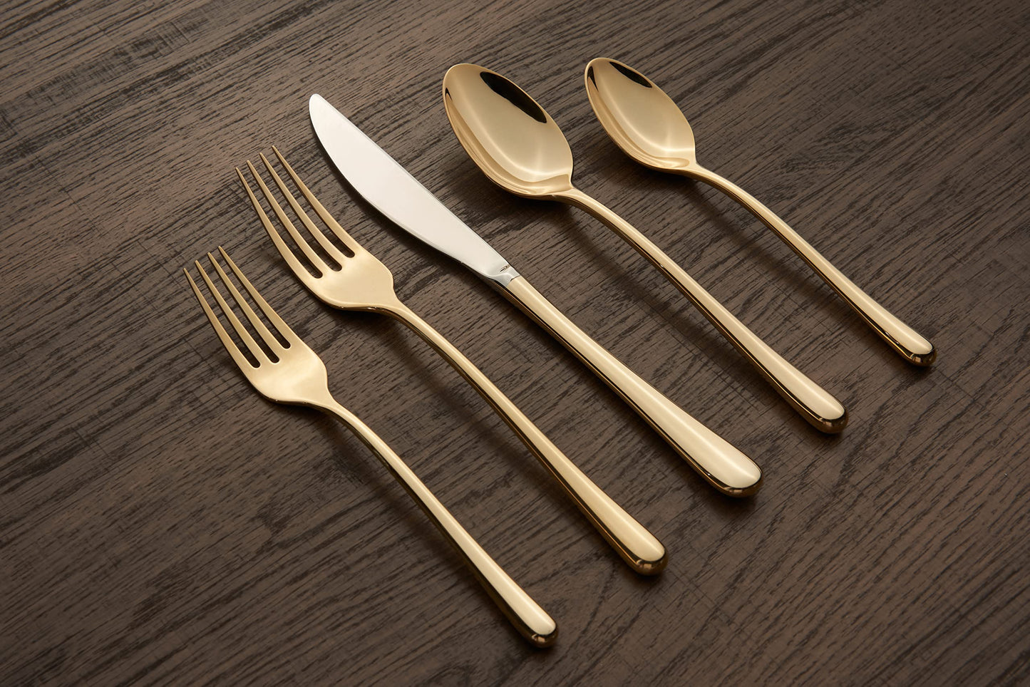 Cambridge Silversmiths Samantha Flatware Collection, 18/10 Stainless Steel, Dishwasher Safe, Gold Mirror, 20-Piece Flatware Set, Service for 4