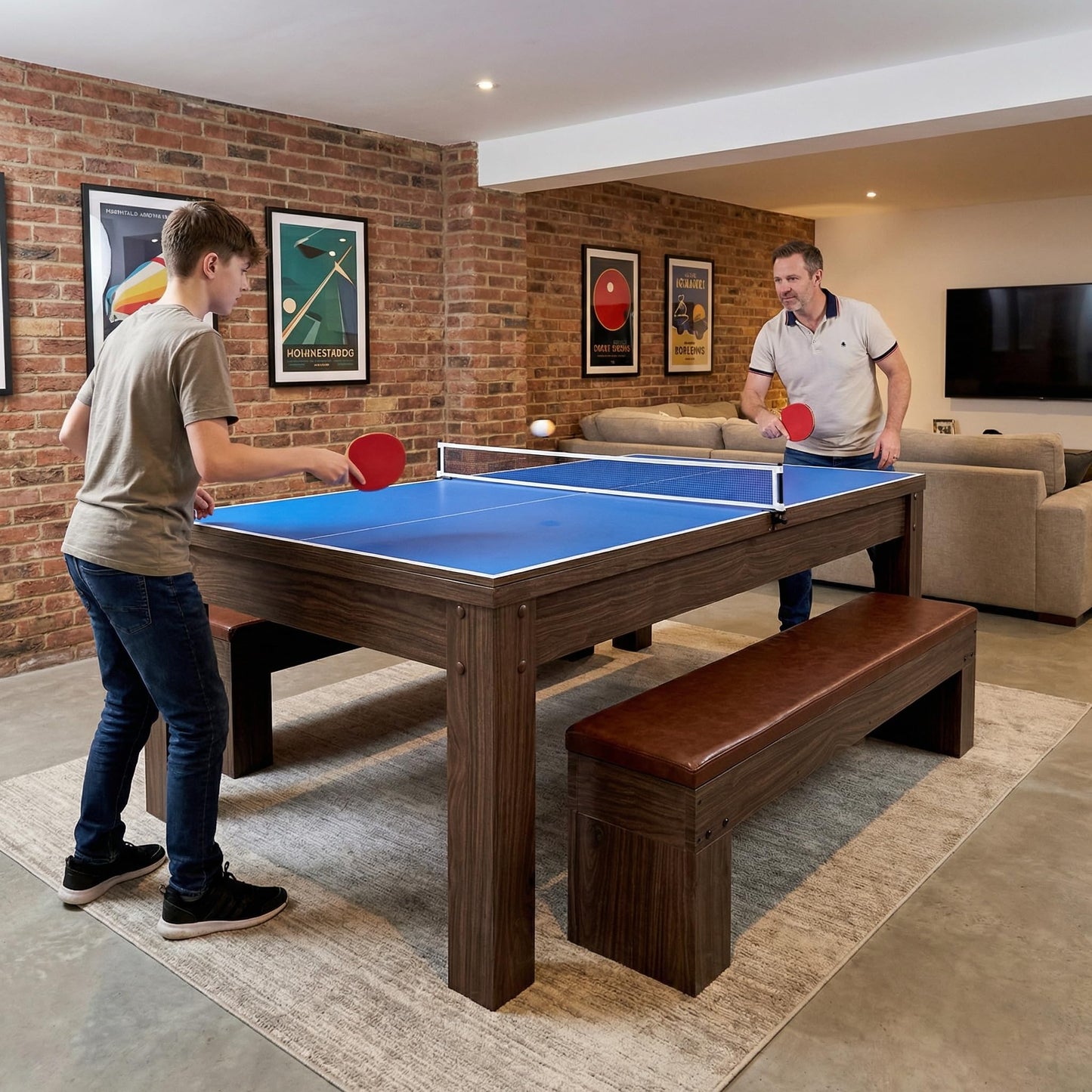 ComeWay Board Game Table with Rotating Cup Holders for 6 Players, Hexagon Gaming and Dining Table with Removable Table Top & Non-Slip Play Mat, Multifunctional Table with for DND/Poker/Card Games