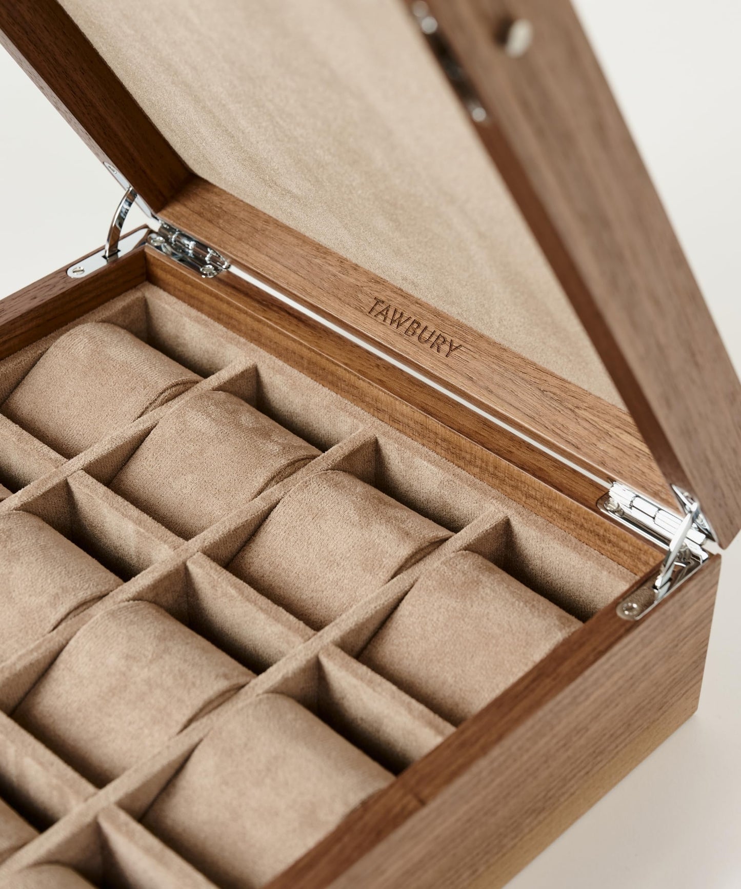 TAWBURY Wooden Watch Case - 12 Slot Wood Watch Box for Men & Women with Protective Fully Lined Interior and 2-inch Wide Pillows for Small & Large Watches (Classic Walnut)