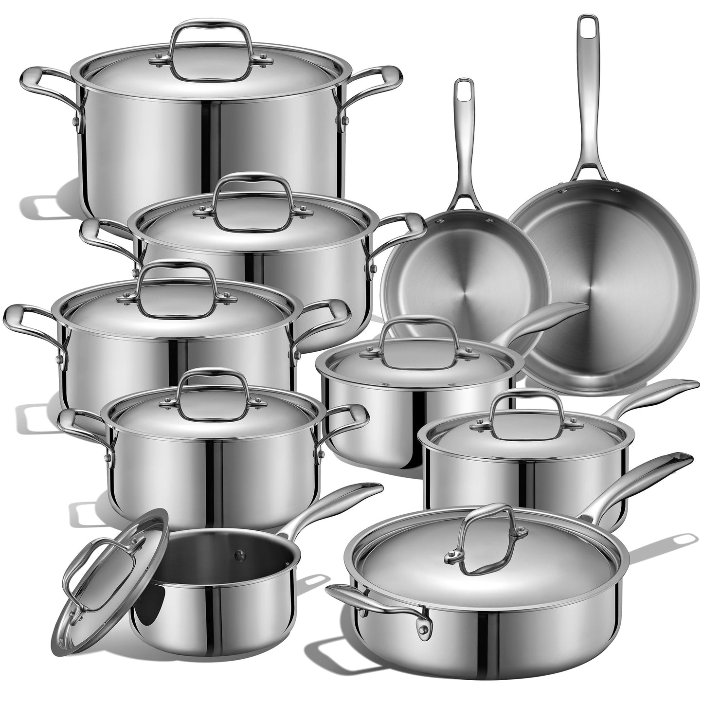 LEGEND COOKWARE 5-Ply Stainless Steel Cookware Set, 19-Piece Pots and Pans Set - Induction Compatible, Oven Safe 800°F - Non-Toxic, No Coatings - Built to Last Generations