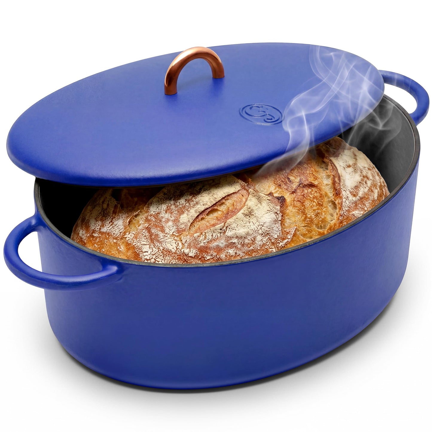 Great Jones Dutchess Cast Iron Dutch Oven Pot With Lid (Blueberry) - Large 6.75 Quart Size, Dual Handles - All Stovetop Safe - 500° Dutch Oven For Bread Baking | Dishwasher Friendly