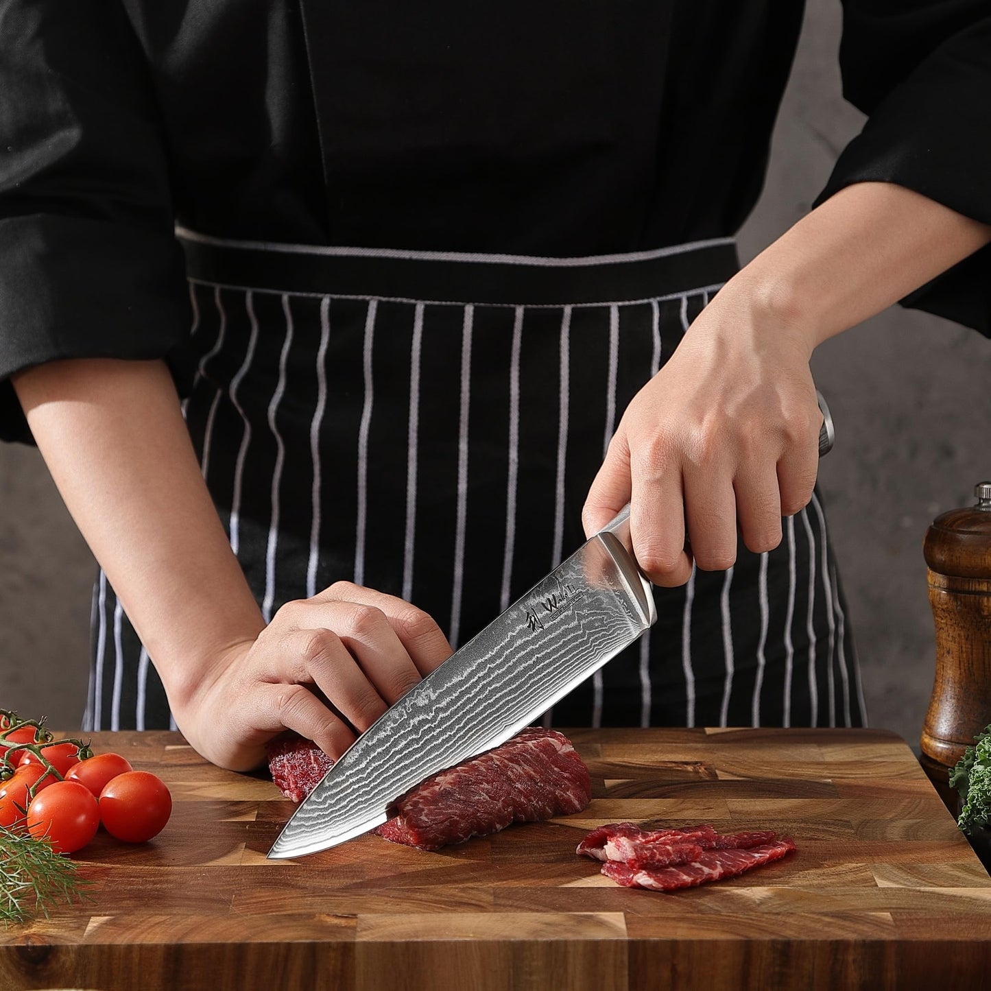 Wakoli EDIS 5-Piece Damascus Kitchen Knife Set – Professional Kitchen Knives with VG10 Core, 67-Layer Damascus Steel Blades and Ergonomic Pakkawood Handles – Premium Chef Knife Set in Gift Box