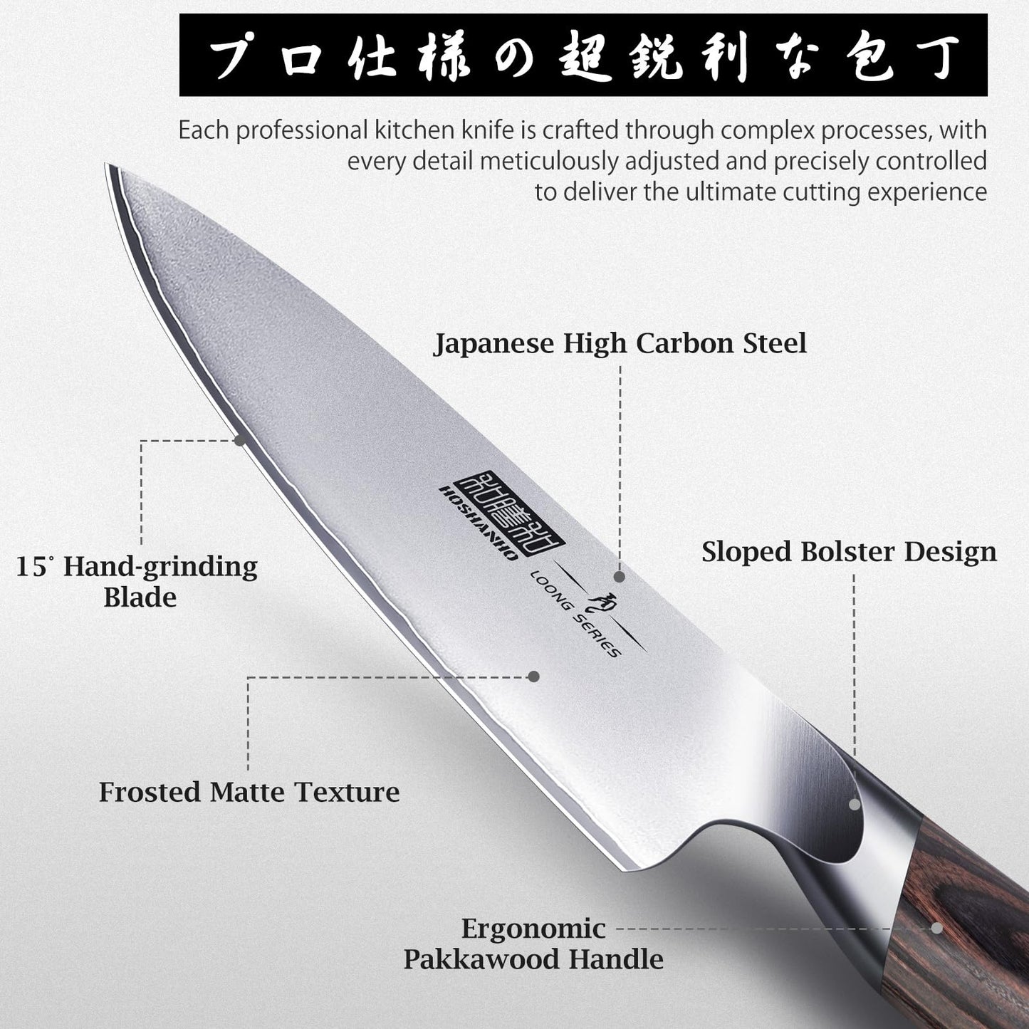 HOSHANHO Kitchen Knife Set with Block, 14-Piece Professional Ultra Sharp Knife Block Set in Knife Drawer Organizer, Japanese High Carbon Stainless Steel Chef Knives Set with Sharpener