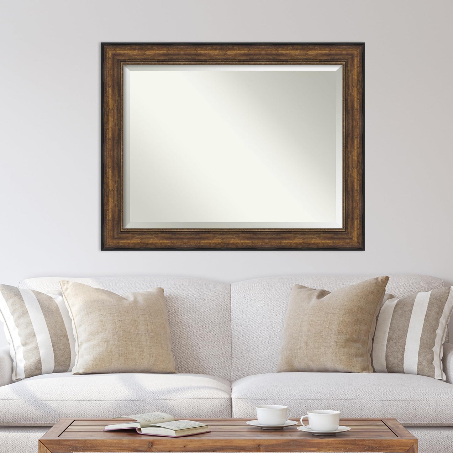 Amanti Art Bronze Wall Mirror 38x48 Ballroom Bronze Rectangle Bathroom Mirror for Wall Decor Living Room, X-Large Traditional Frame, Hangs Horizonally and Vertically, Bathroom Decor, Beveled Edge