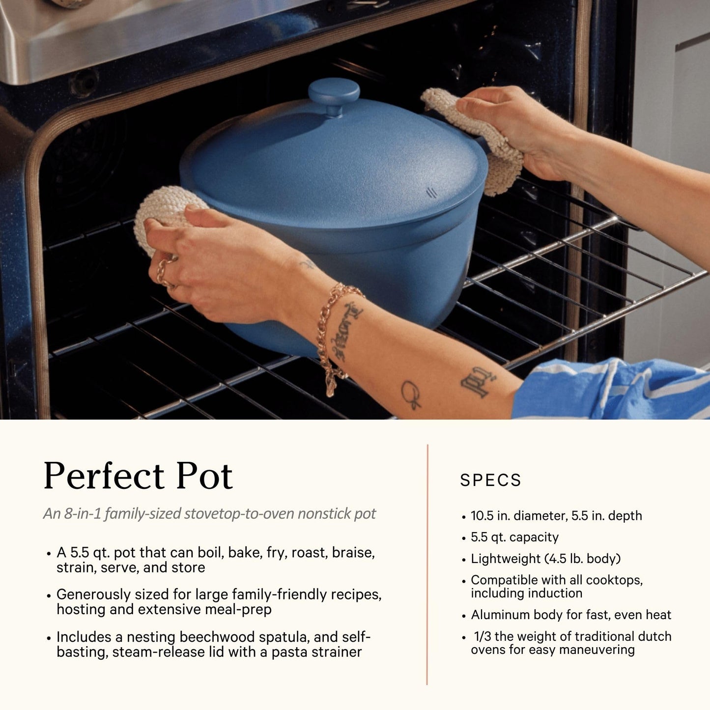 Our Place Cookware Duo | 7-Piece Ceramic Cookware Set with 10.5" Always Pan 2.0, 5.5 Qt Perfect Pot & Strainer Basket | Induction & Oven Safe up to 450°F | Nonstick, Non-Toxic Cookware | Spice