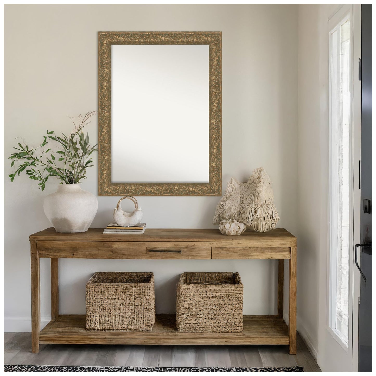 Amanti Art Bronze Wall Mirror 34x45 Luxe Bronze Gold Rectangle Bathroom Mirror for Wall Decor Living Room, X-Large Traditional Frame, Hangs Horizonally and Vertically, Bathroom Decor, Non-Beveled Edge