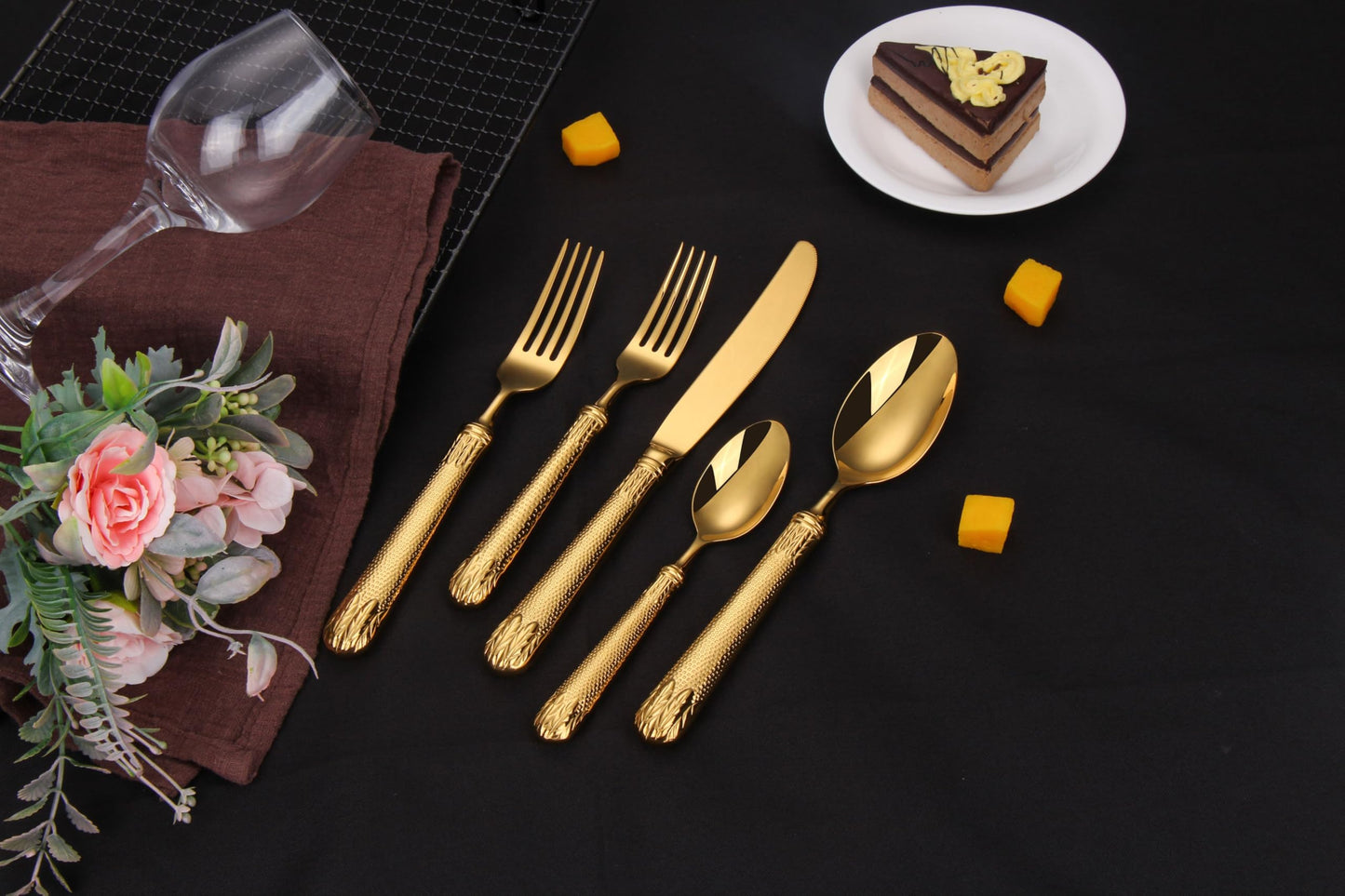 ELiTA Essentials 20-Piece Gold Silverware Set, Premium 18/10 Stainless Steel Flatware Set for 4, Mirror Polished Gold Cutlery, Dishwasher Safe Modern Tableware