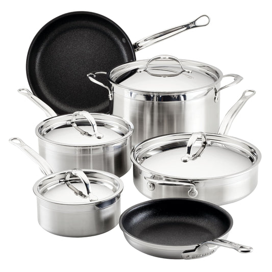 Hestan ProBond Forged TITUM - Professional Clad Stainless Steel, Nonstick, 10-Piece Cookware Set, Induction Compatible, Made without PFOAs