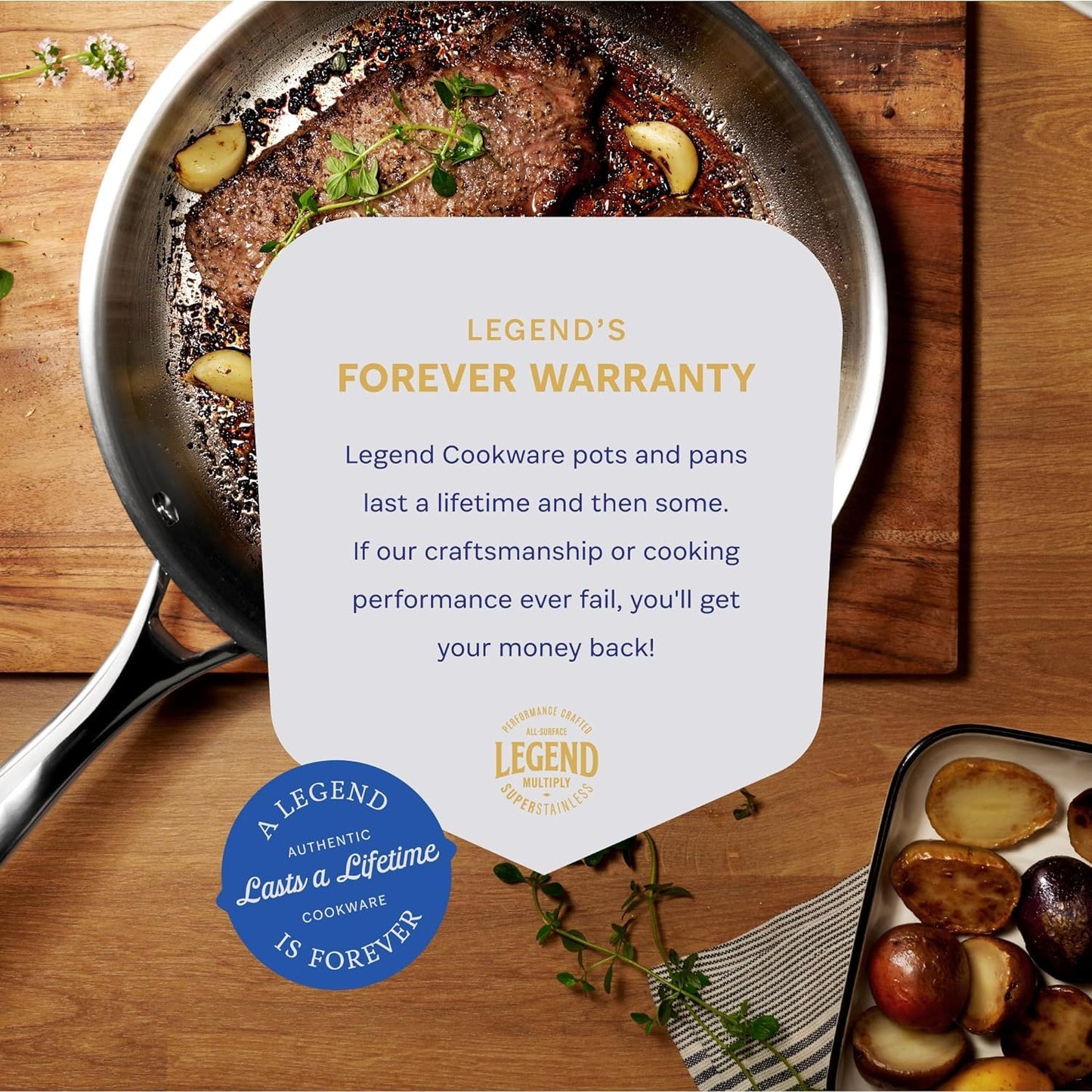 LEGEND COOKWARE 5-Ply Stainless Steel Cookware Set, 19-Piece Pots and Pans Set - Induction Compatible, Oven Safe 800°F - Non-Toxic, No Coatings - Built to Last Generations