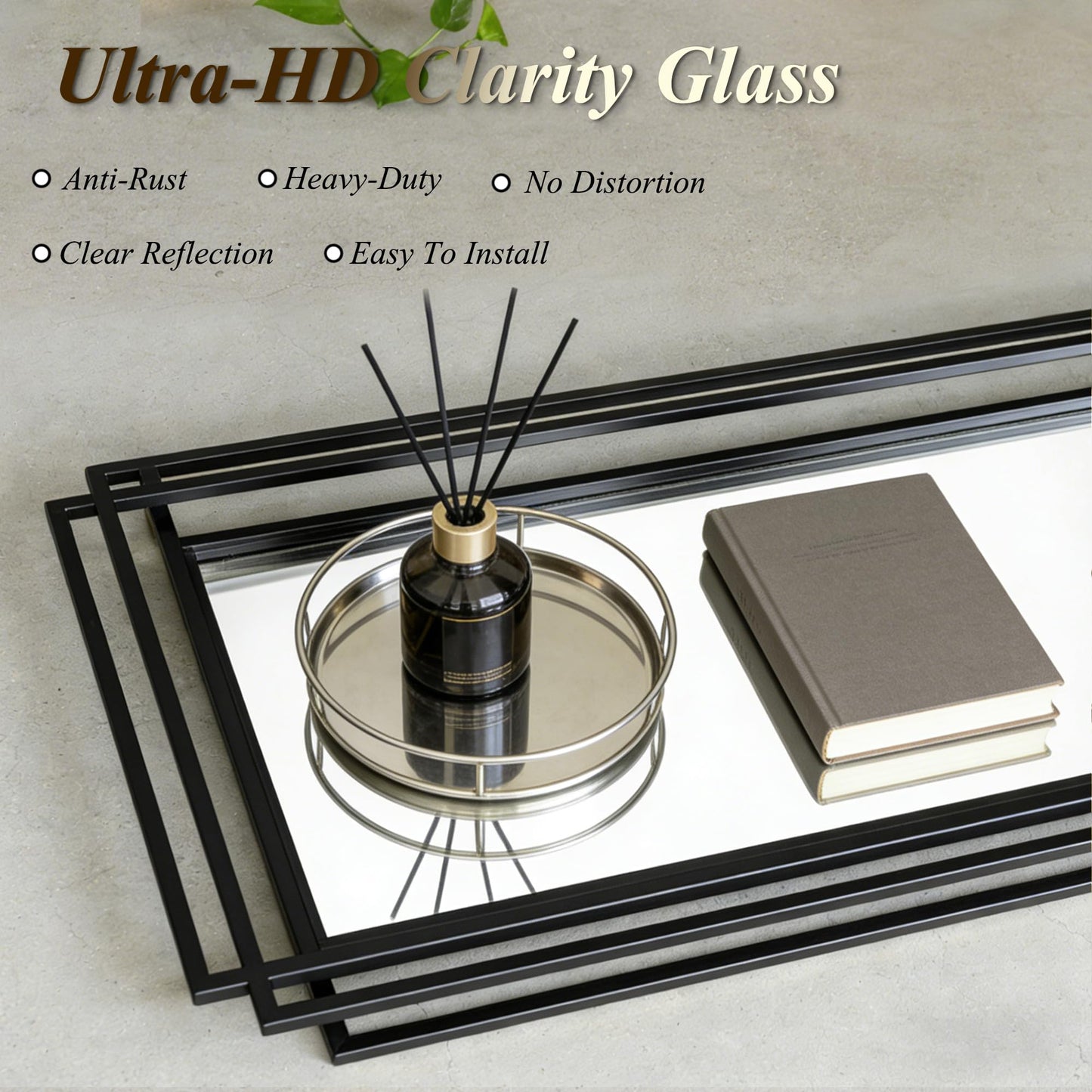 DAOYIJIAJU Geometric Full Length Mirror, 67"x26" Large Rectangle Aesthetic Mirror with Metal Frame, Art Deco Wall Mirrors for Living Room Entryway Hallway Cloakroom, Horizontal or Vertical Hanging