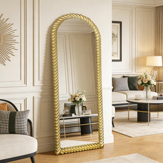 OUSHUAI Full Length Mirror Gold, Large 24" x 65" Floor Mirrors for Dressing Living Room, Tall Arch Wall Mirror Decorative for Entryway Hallway Extension, Bedroom Dressing Cloakrock