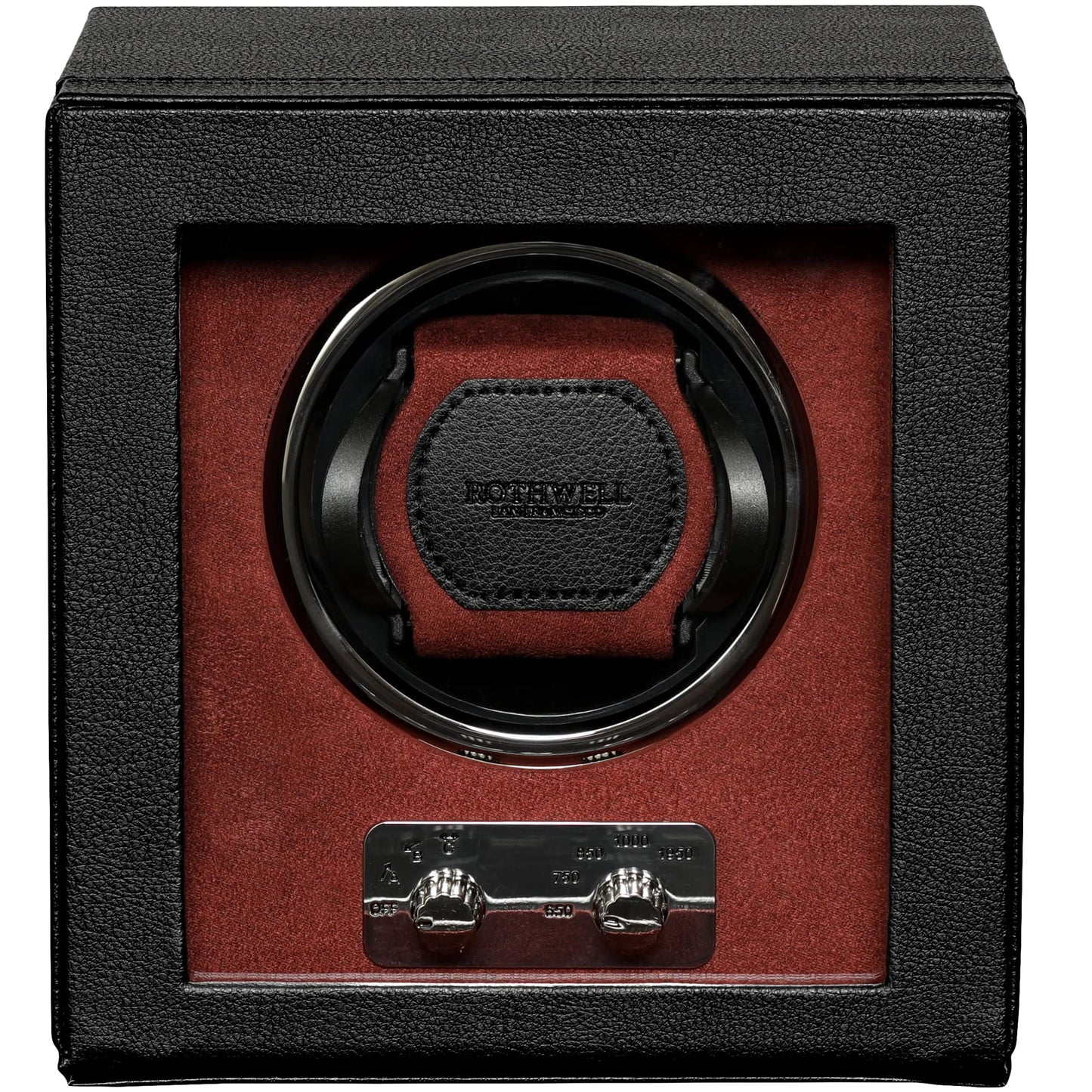 Gift Set 12 Slot Leather Watch Box with Valet Drawer & Matching Single Watch Winder - Luxury Case Display Organizer, Locking Mens Jewelry Watches Holder, Men's Storage Boxes Glass Top Black/Red