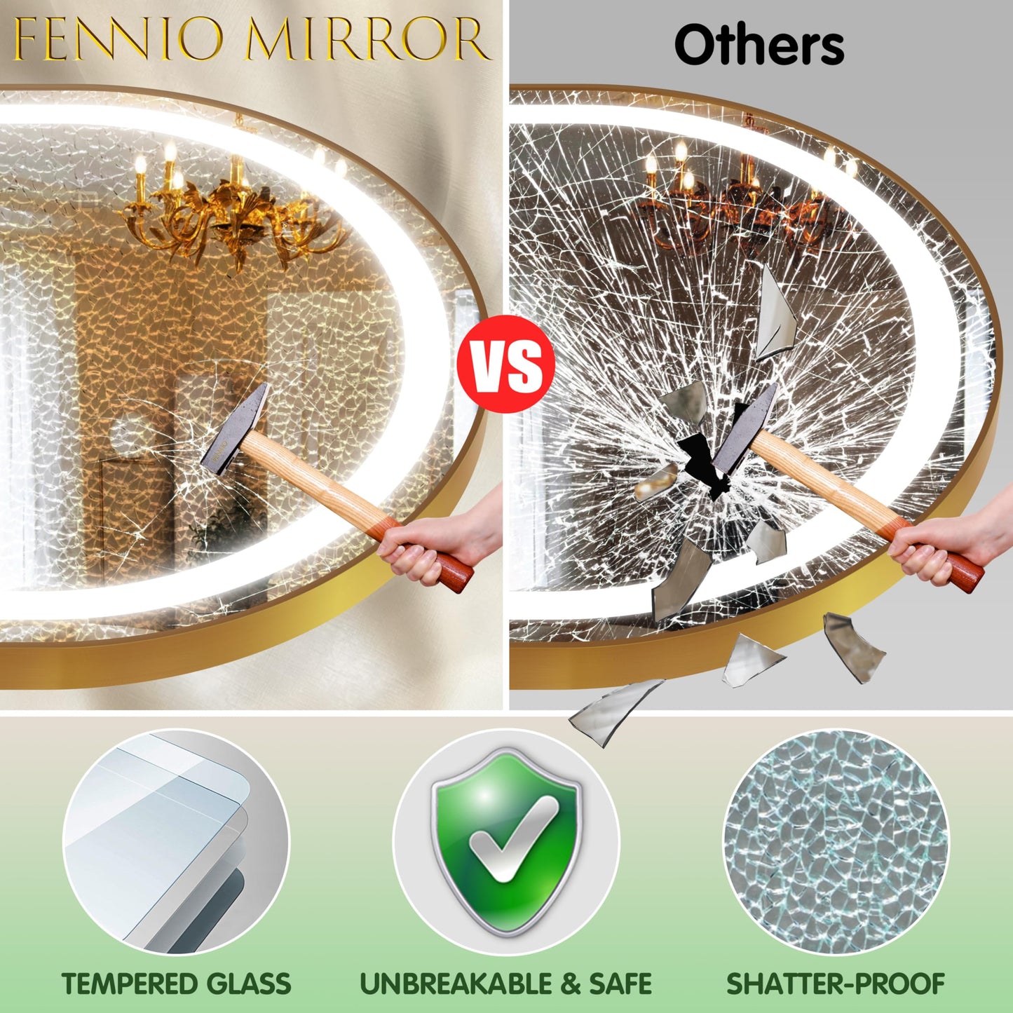 FENNIO 70" x 32" LED Full Body Mirror, Arched Wall Mounted Hanging Mirror with Lights for Bedroom, Salon, 3 Color Lighting, Tempered Glass, Brushed Aluminum Frame
