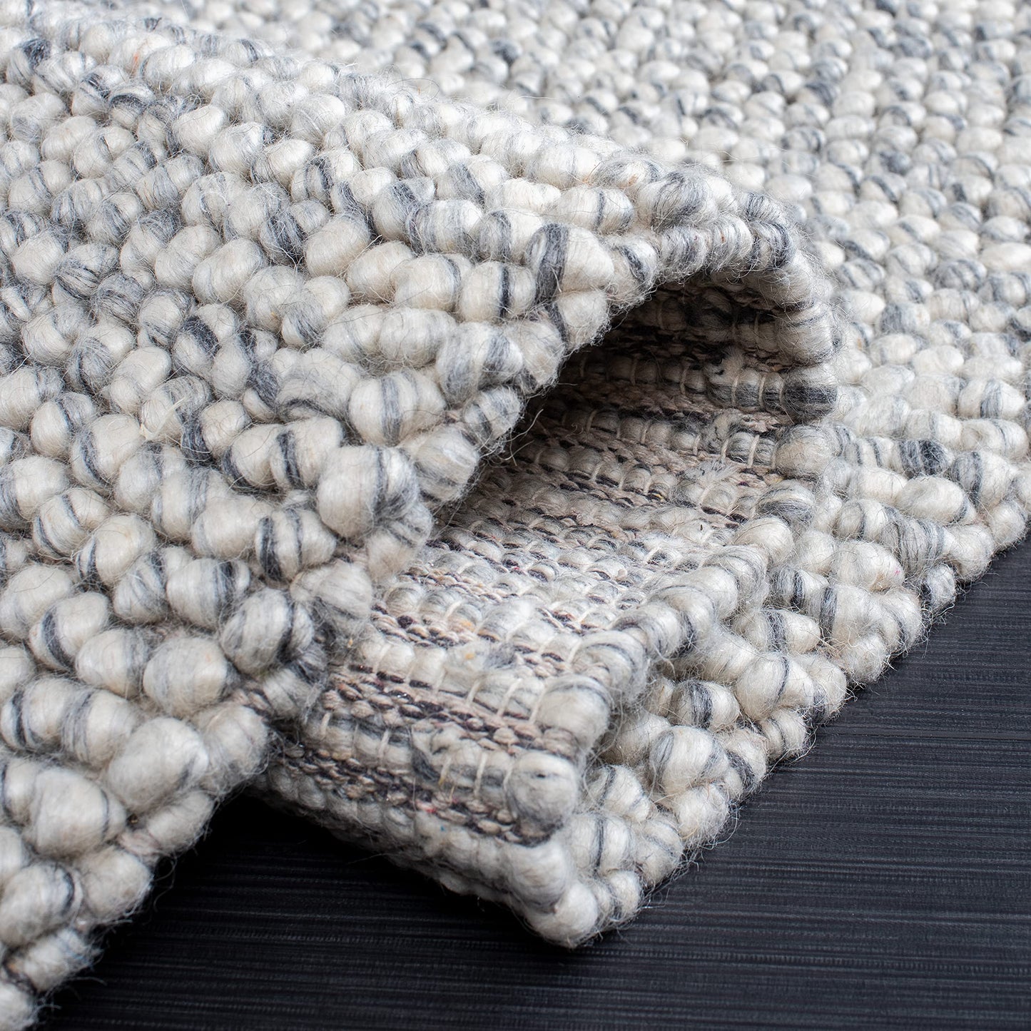 SAFAVIEH Area Rug 9x12 - Natura Collection - Large - Light Grey & Ivory, Handmade Wool Blend, Textured Design, Ideal for Living Room, Bedroom, Dining Space (NAT620G)