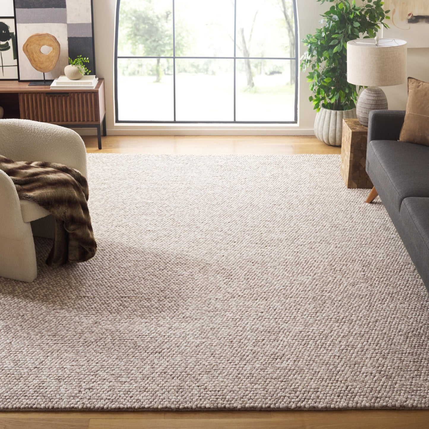 SAFAVIEH Area Rug 9x12 - Natura Collection - Large - Beige, Handmade Wool Blend, Textured Design, Ideal for Living Room, Bedroom, Dining Space (NAT620B)