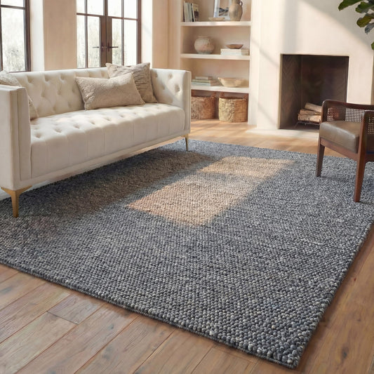 SAFAVIEH Area Rug 9x12 - Natura Collection - Large - Dark Grey, Handmade Wool Blend, Textured Design, Ideal for Living Room, Bedroom, Dining Space (NAT620H)