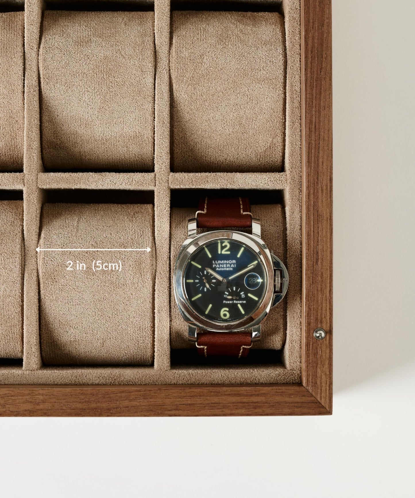 TAWBURY Wooden Watch Case - 12 Slot Wood Watch Box for Men & Women with Protective Fully Lined Interior and 2-inch Wide Pillows for Small & Large Watches (Classic Walnut)
