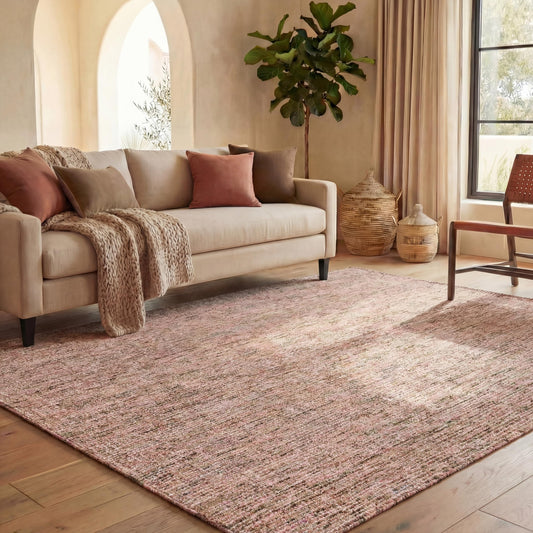 SAFAVIEH Abstract Collection Area Rug - 9' x 12', Beige & Rust, Handmade Wool, Ideal for High Traffic Areas in Living Room, Bedroom (ABT468A)