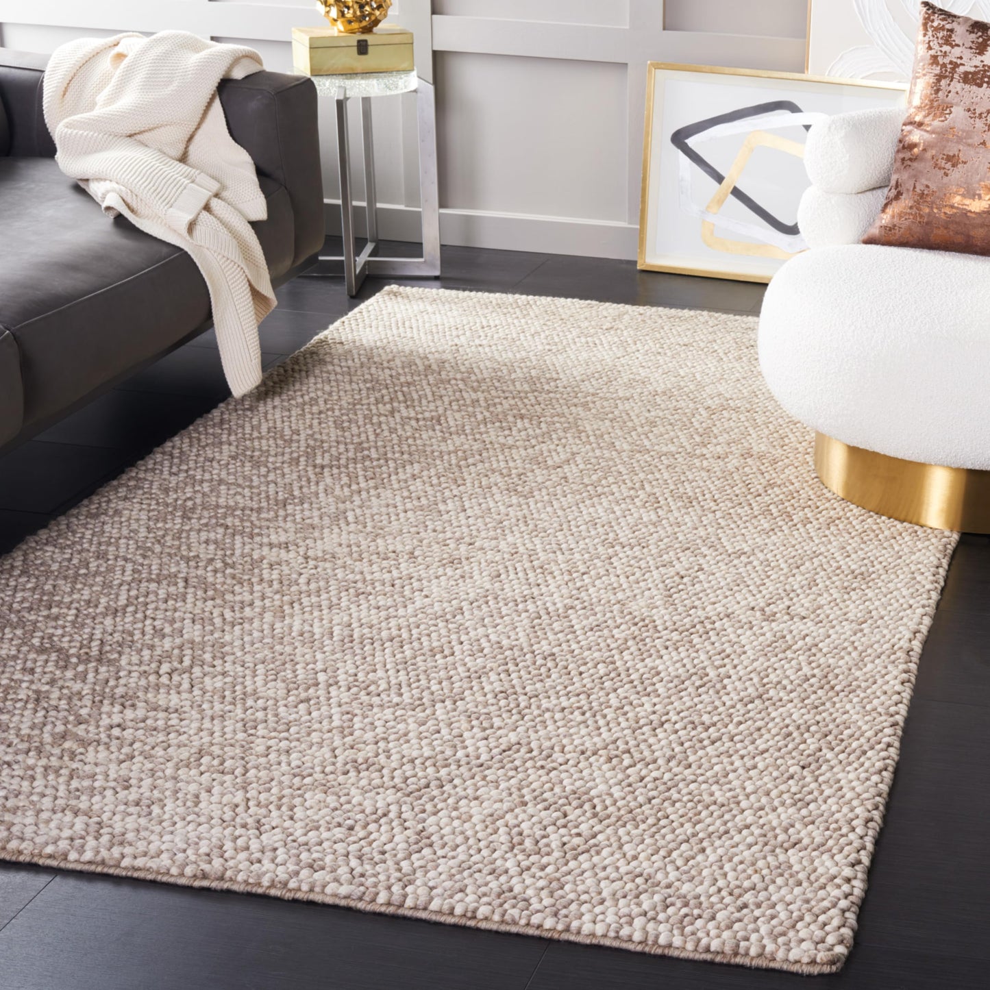 SAFAVIEH Area Rug 6x9 - Natura Collection - Beige, Handmade Wool Blend, Textured Design, Ideal for Living Room, Bedroom, Dining Space (NAT620B)