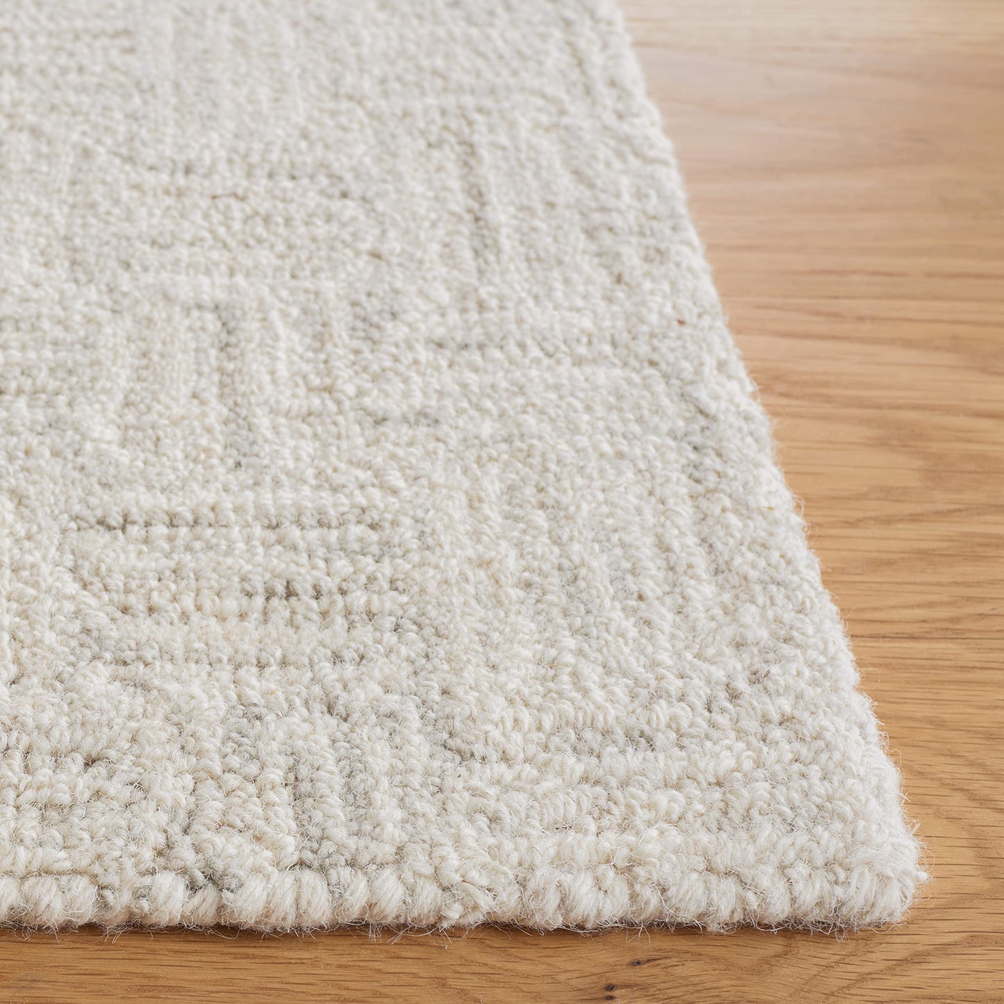 SAFAVIEH Area Rug 8x10 - Micro-Loop Collection - Large - Light Grey & Ivory, Handmade Wool, Ideal for Living Room, Bedroom, Office, Dining Space (MLP537F)