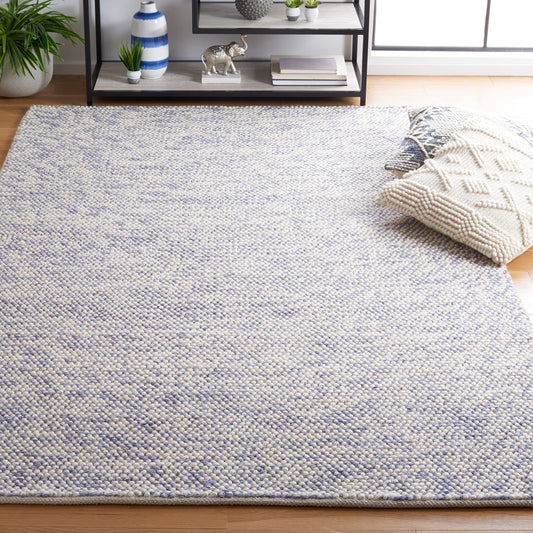 SAFAVIEH Natura Collection Area Rug - 6' x 9', Blue & Ivory, Handmade Wool, Ideal for High Traffic Areas in Living Room, Bedroom (NAT182M)