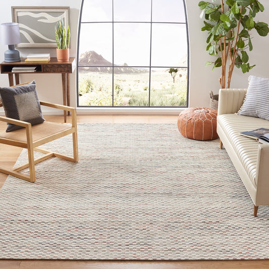 SAFAVIEH Area Rug 8x10 - Marbella Collection - Large - Beige & Rust, Handmade Wool, Ideal for Living Room, Bedroom, Office, Dining Space (MRB158P)