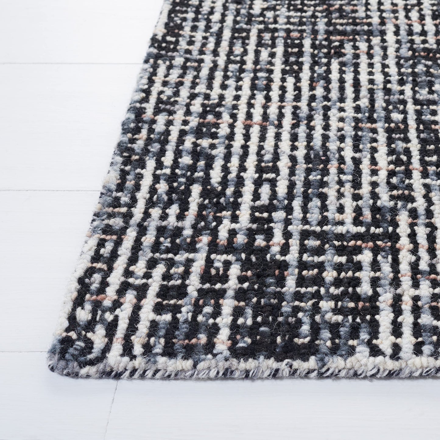 SAFAVIEH Abstract Collection Area Rug - 9' x 12', Black & Grey, Handmade Wool, Ideal for High Traffic Areas in Living Room, Bedroom (ABT468L)